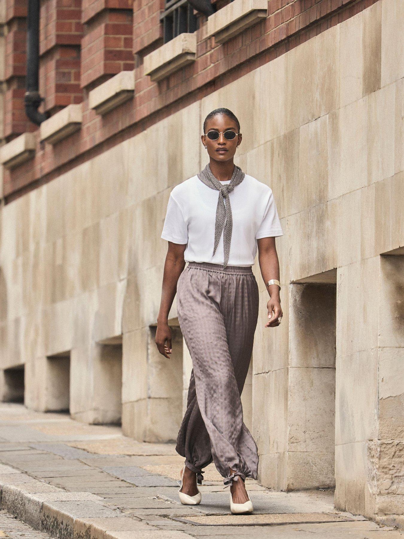 Image 2 of 6 of Mint Velvet Checked Soft Balloon Trousers - Brown