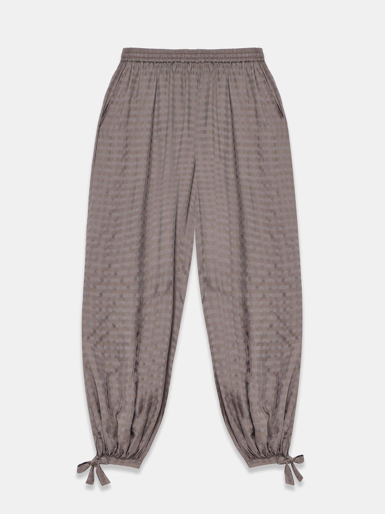 Image 5 of 6 of Mint Velvet Checked Soft Balloon Trousers - Brown