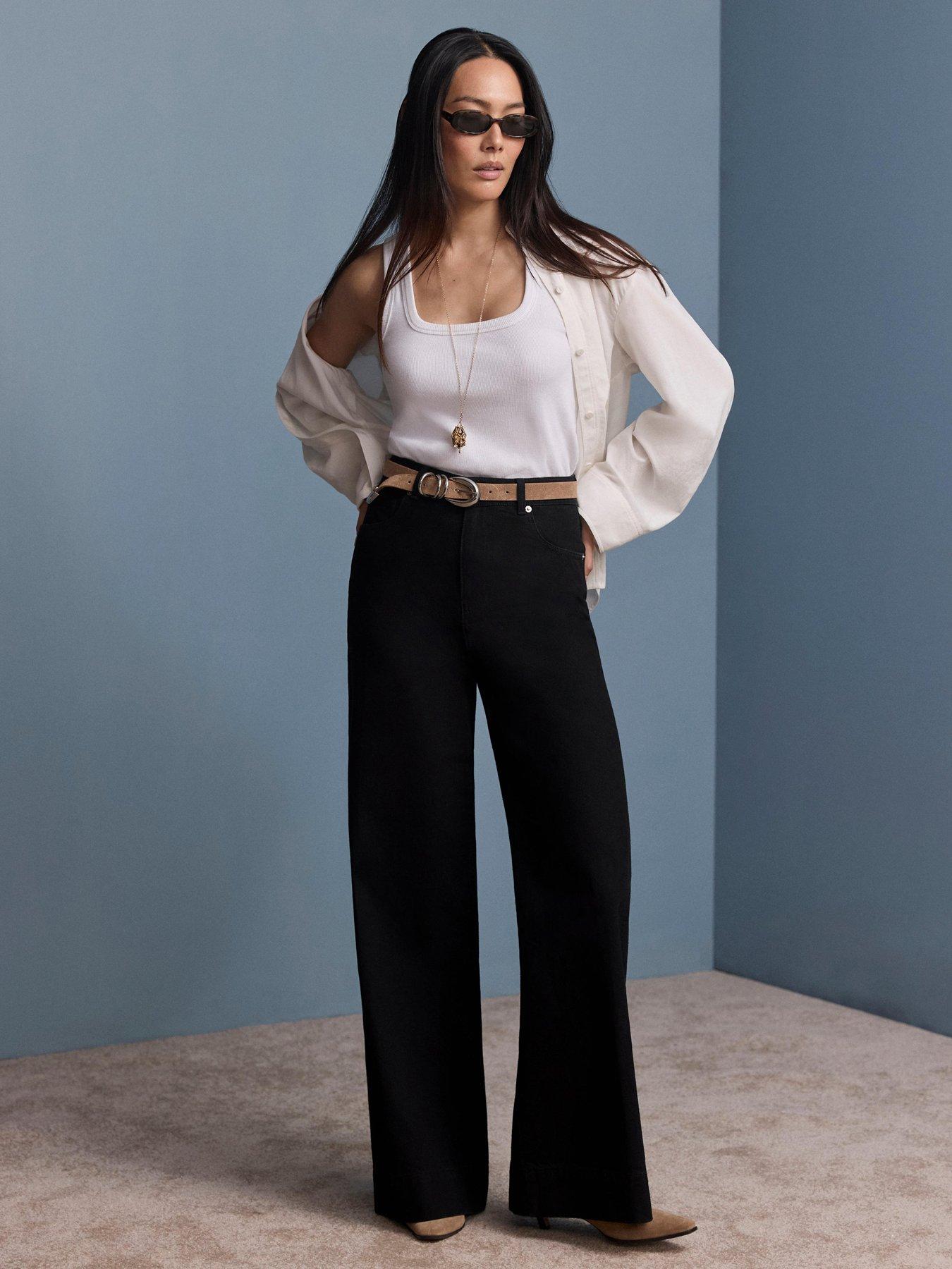 Image 2 of 6 of Mint Velvet Women's Wide Leg High Rise Jeans - Black