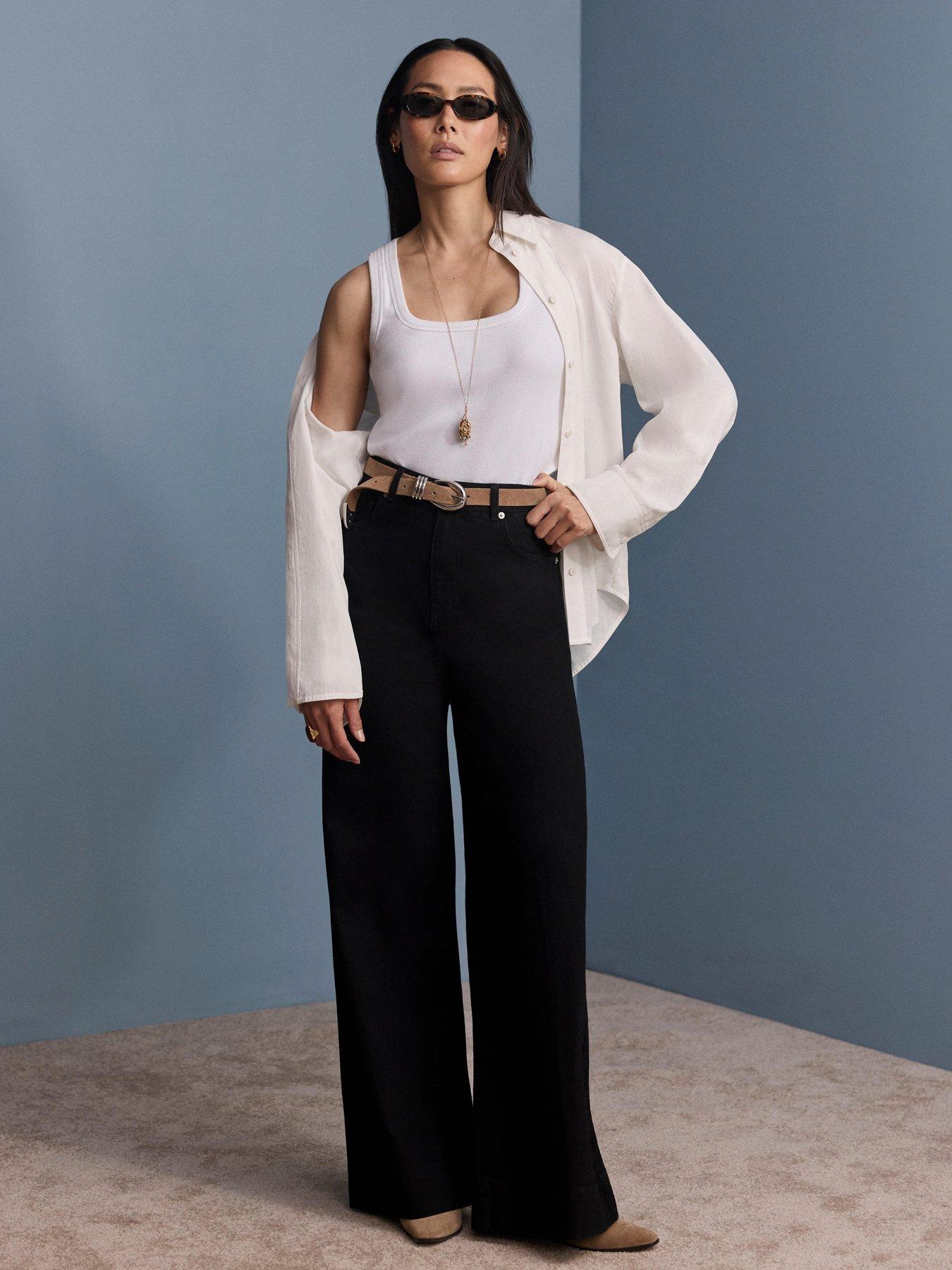 Image 3 of 6 of Mint Velvet Women's Wide Leg High Rise Jeans - Black