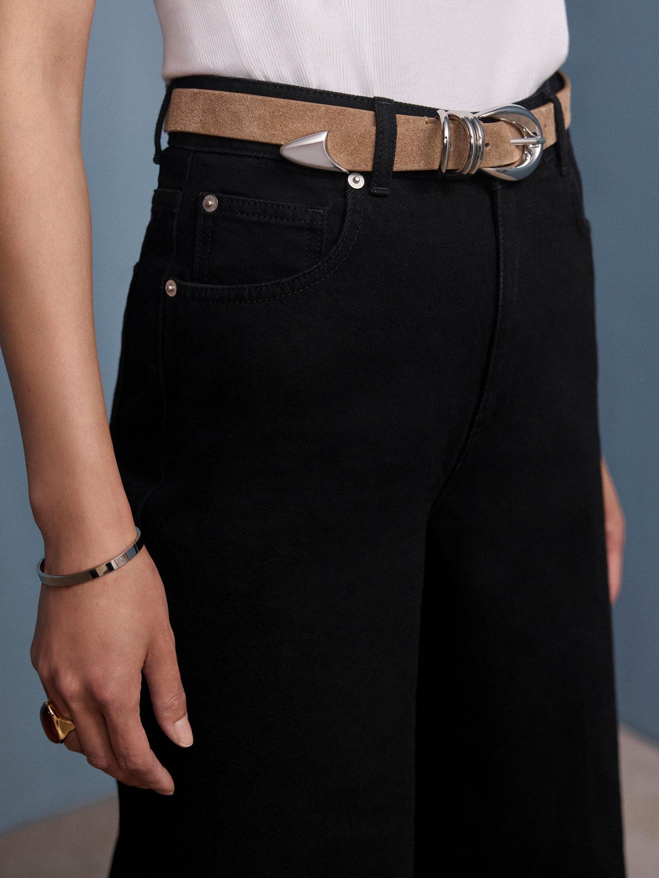 Image 4 of 6 of Mint Velvet Women's Wide Leg High Rise Jeans - Black