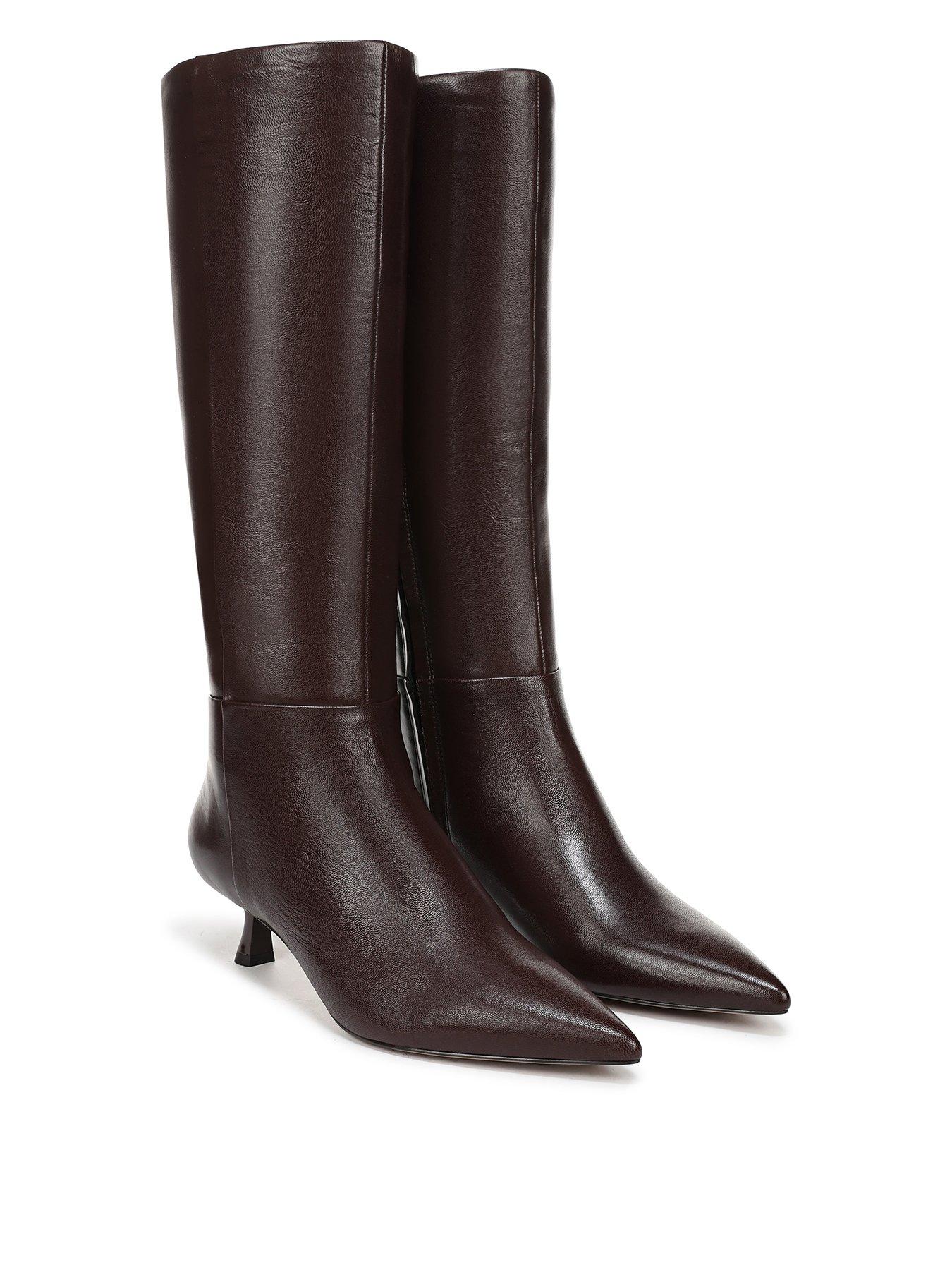 Image 1 of 5 of SAM EDELMAN Renee Pointed Leather Knee High Boot - Brown