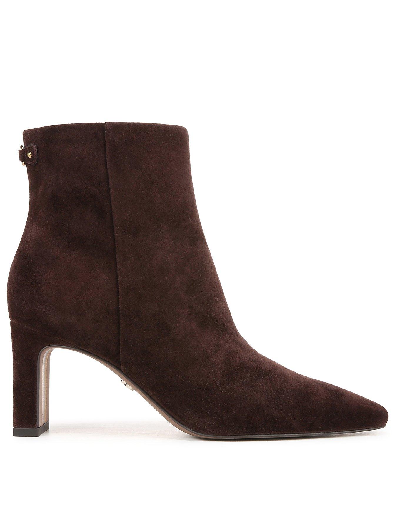 SAM EDELMAN Saige Block Heel Ankle Boot - Brown
