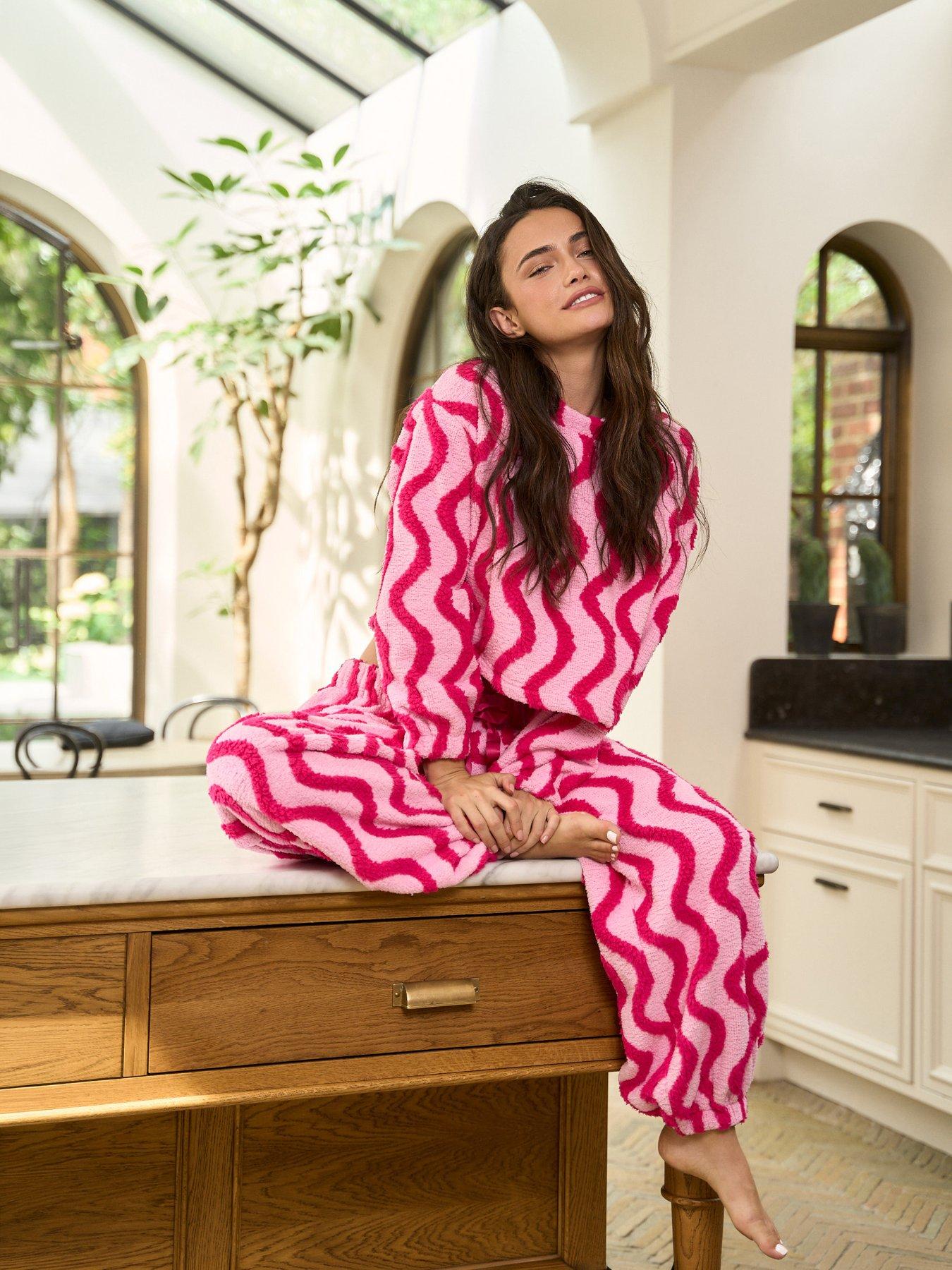 Image 1 of 4 of Jim Jam The Label Pink Textured Lounge Set - Pink
