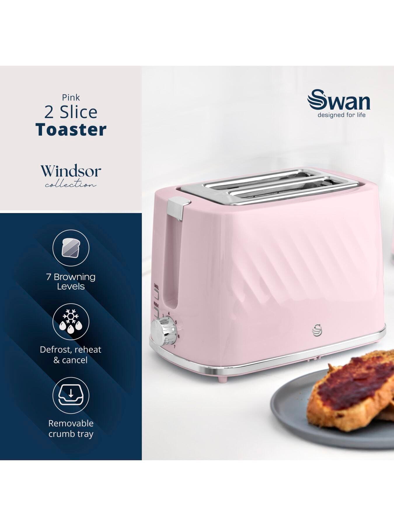 Image 2 of 7 of Swan Windsor 2 Slice Toaster with 7 Browning Levels, 900W, Pink