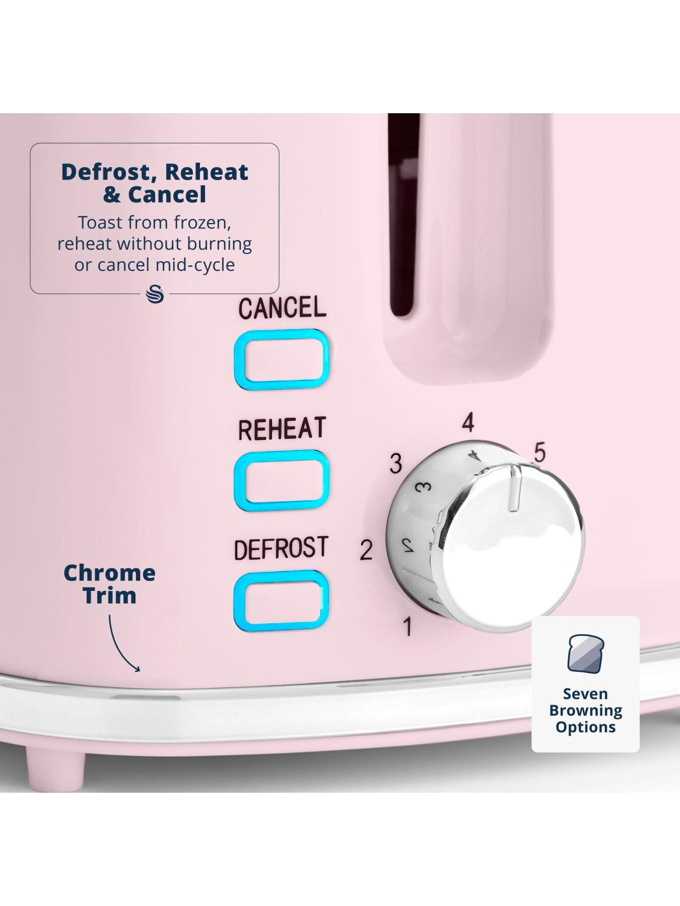 Image 3 of 7 of Swan Windsor 2 Slice Toaster with 7 Browning Levels, 900W, Pink