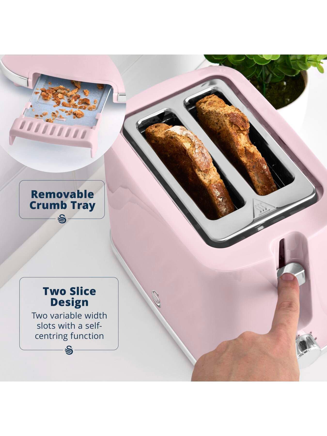 Image 4 of 7 of Swan Windsor 2 Slice Toaster with 7 Browning Levels, 900W, Pink
