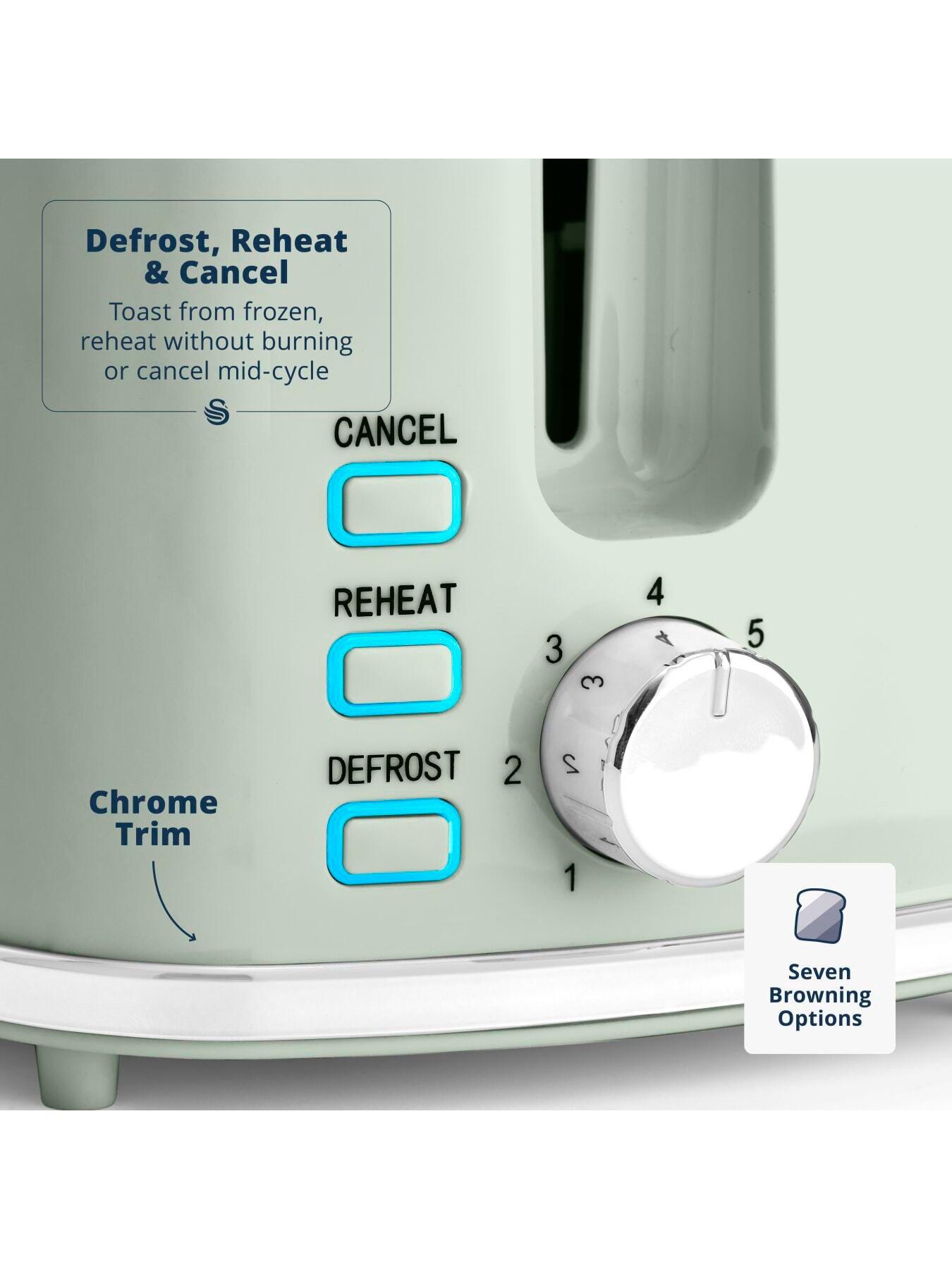Image 3 of 7 of Swan Windsor 2 Slice Toaster with 7 Browning Levels, 900W, Sage Green