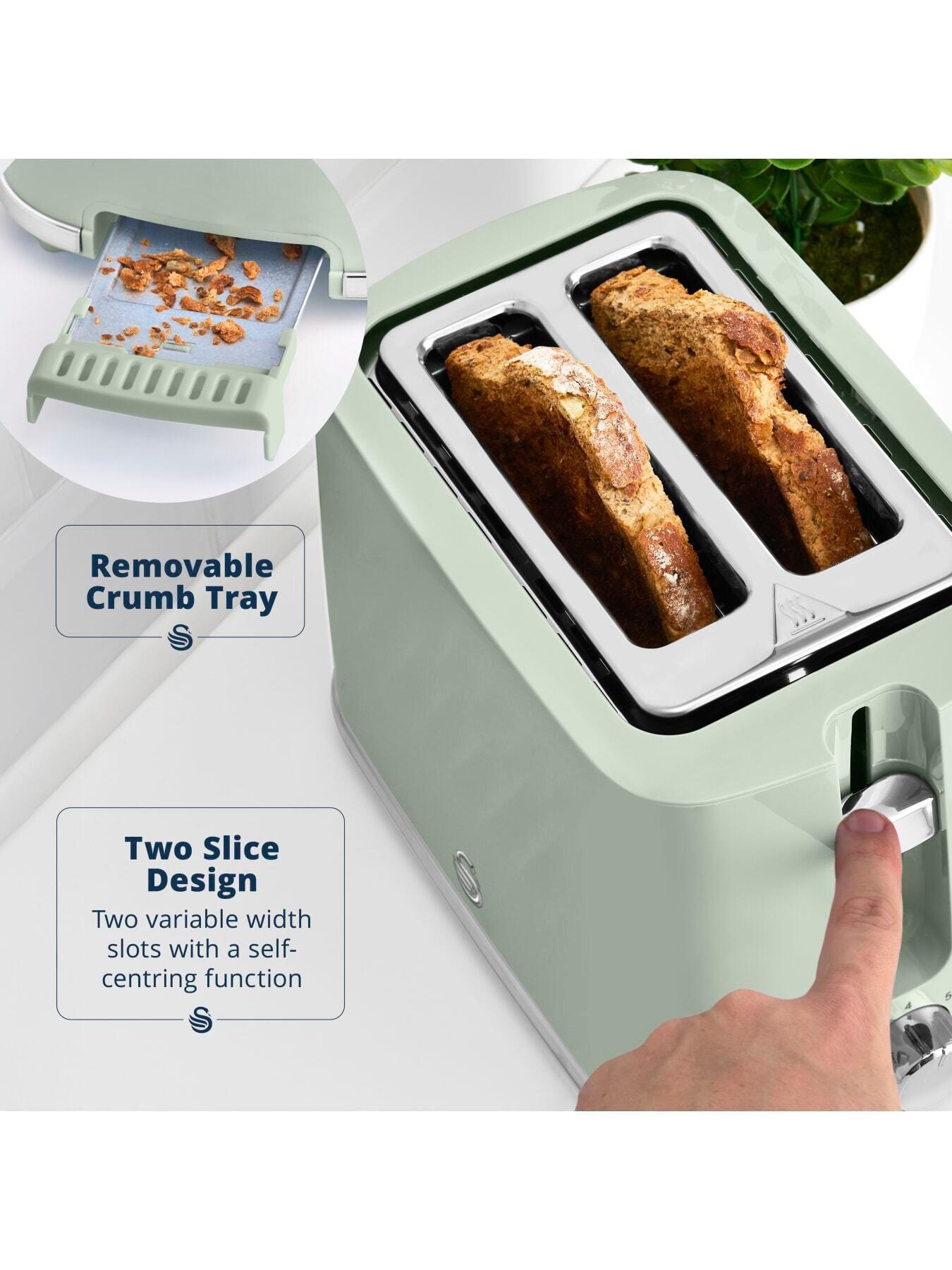 Image 4 of 7 of Swan Windsor 2 Slice Toaster with 7 Browning Levels, 900W, Sage Green