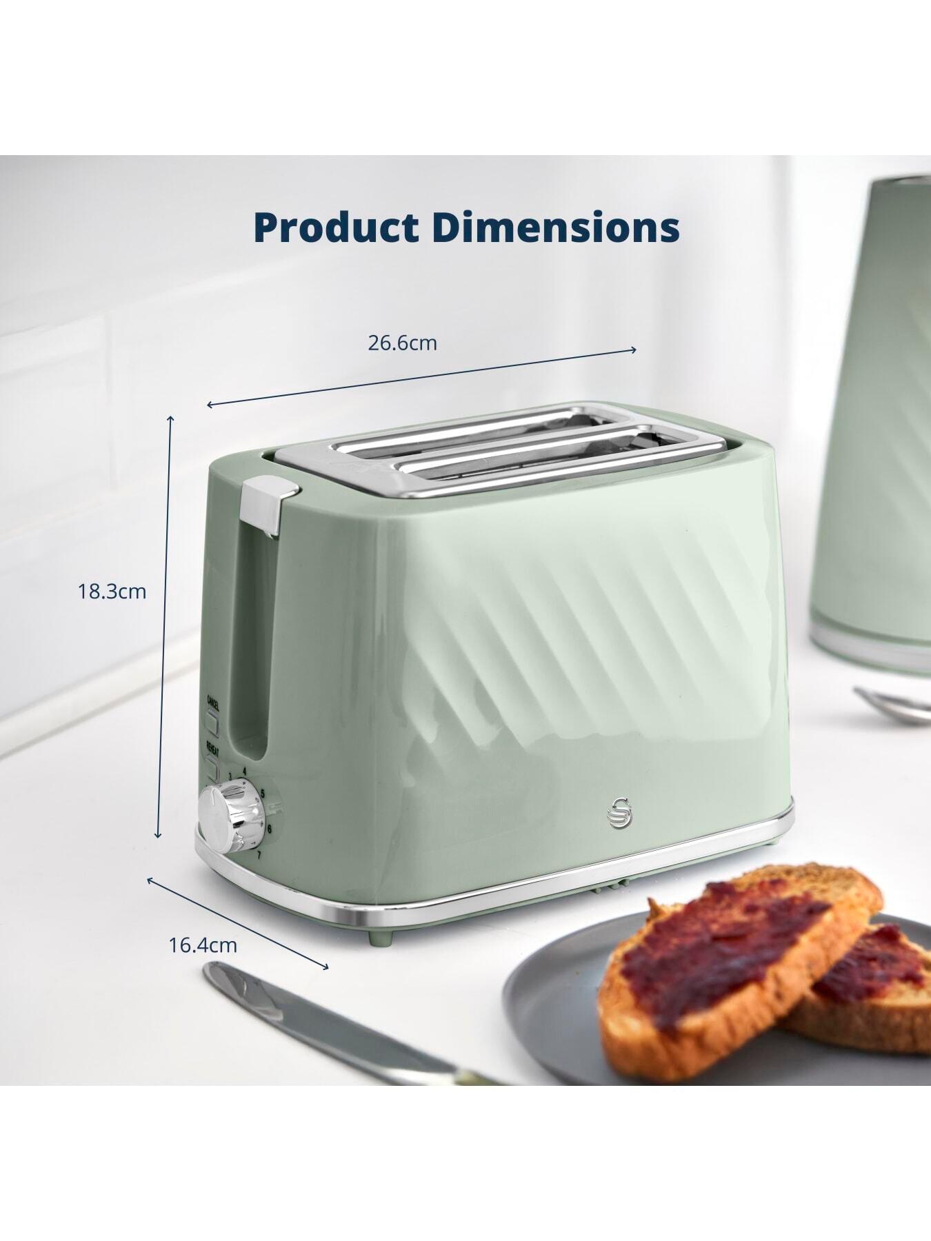 Image 6 of 7 of Swan Windsor 2 Slice Toaster with 7 Browning Levels, 900W, Sage Green