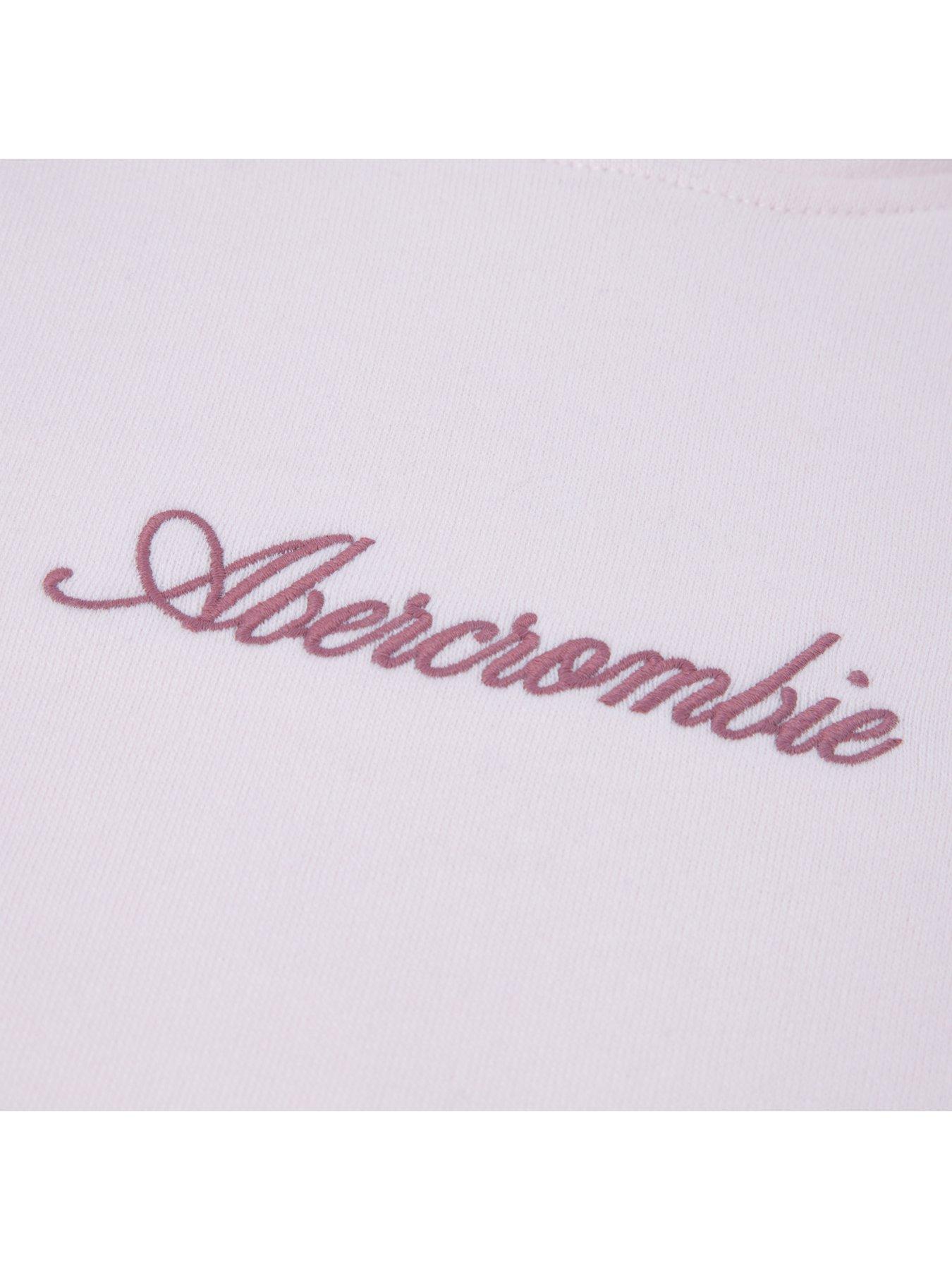 Image 4 of 4 of Abercrombie & Fitch Girls Embroidered Floral Sleeve Logo Hoodie - Pink