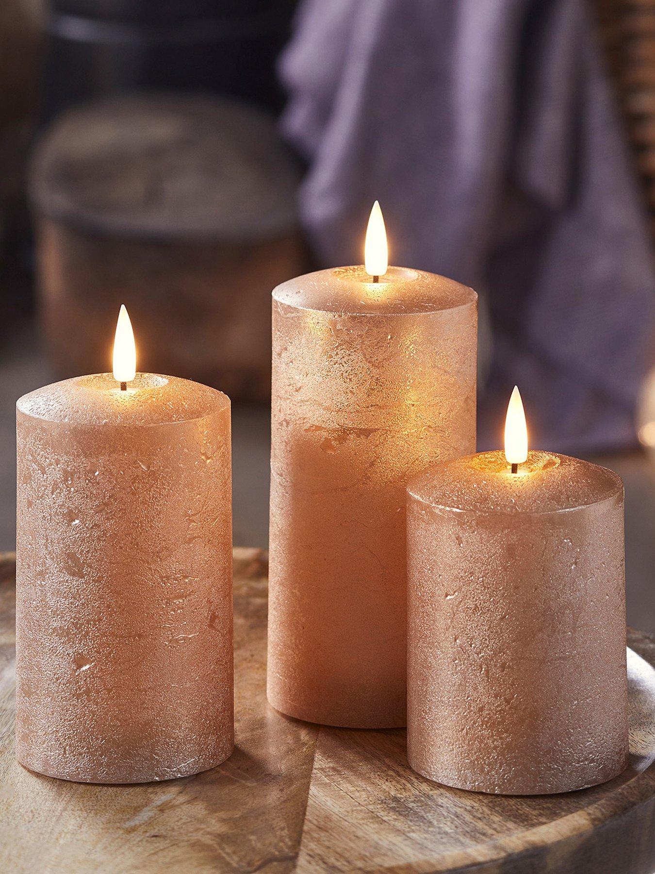 Image 2 of 3 of Lights4Fun Truglow Copper LED Autumn Candle Trio
