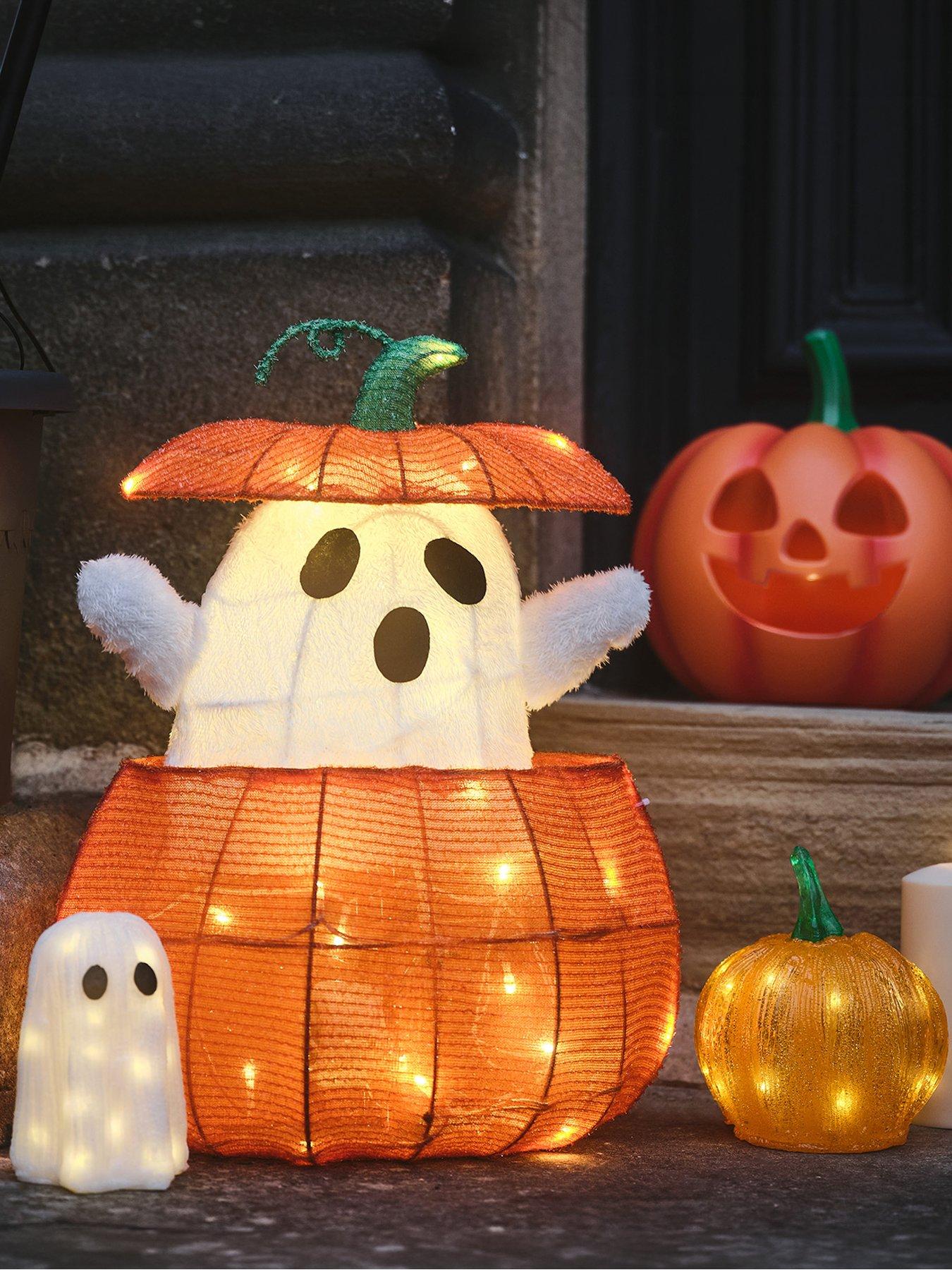 Image 3 of 5 of Lights4Fun Animated Ghost In A Pumpkin Light Up Halloween Decoration