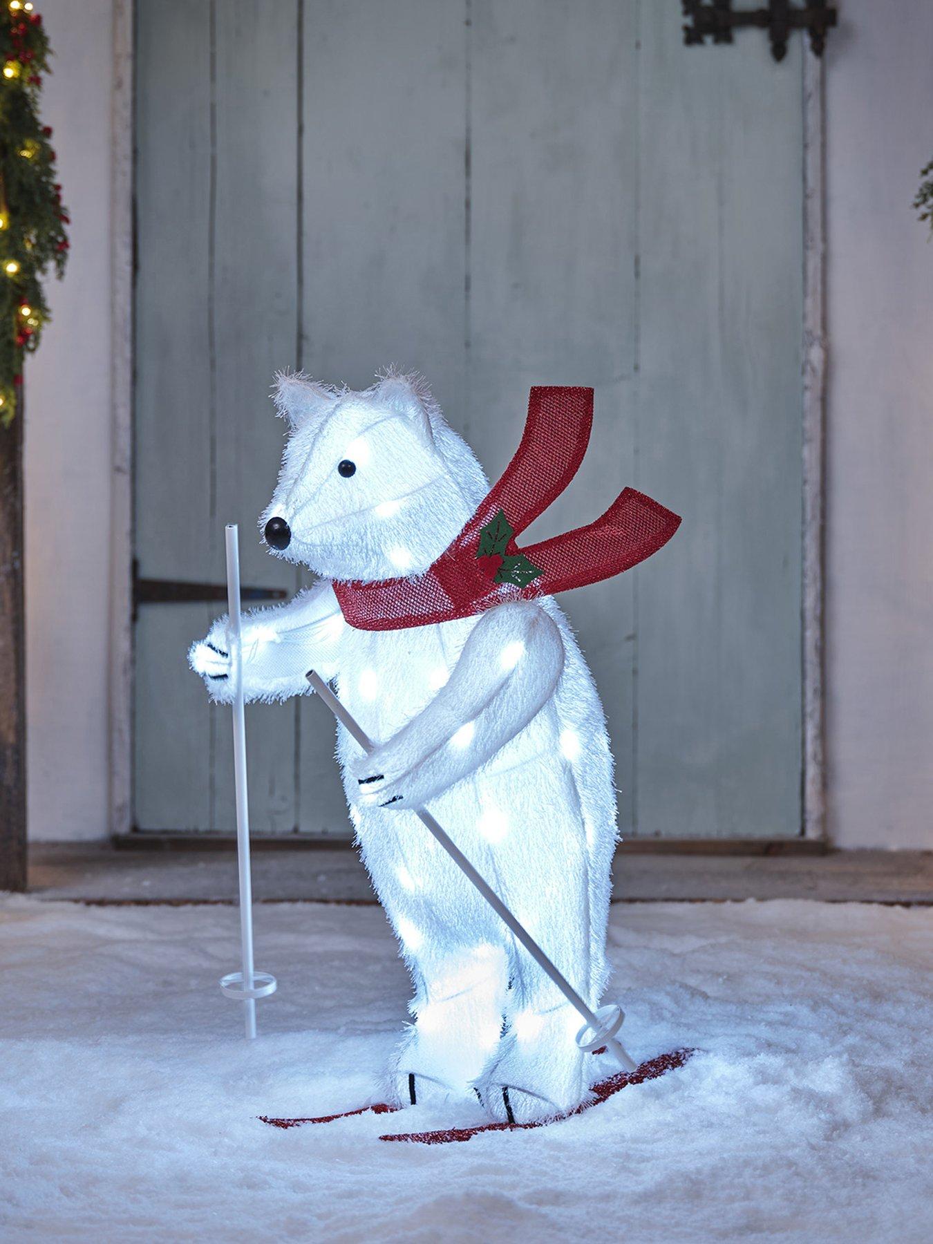 Image 1 of 3 of Lights4Fun Animated Skiing Polar Bear Figure