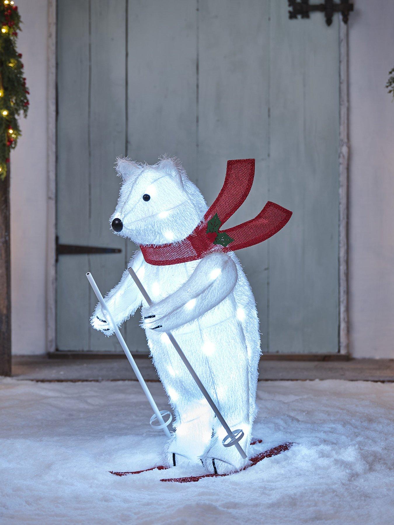 Image 3 of 3 of Lights4Fun Animated Skiing Polar Bear Figure