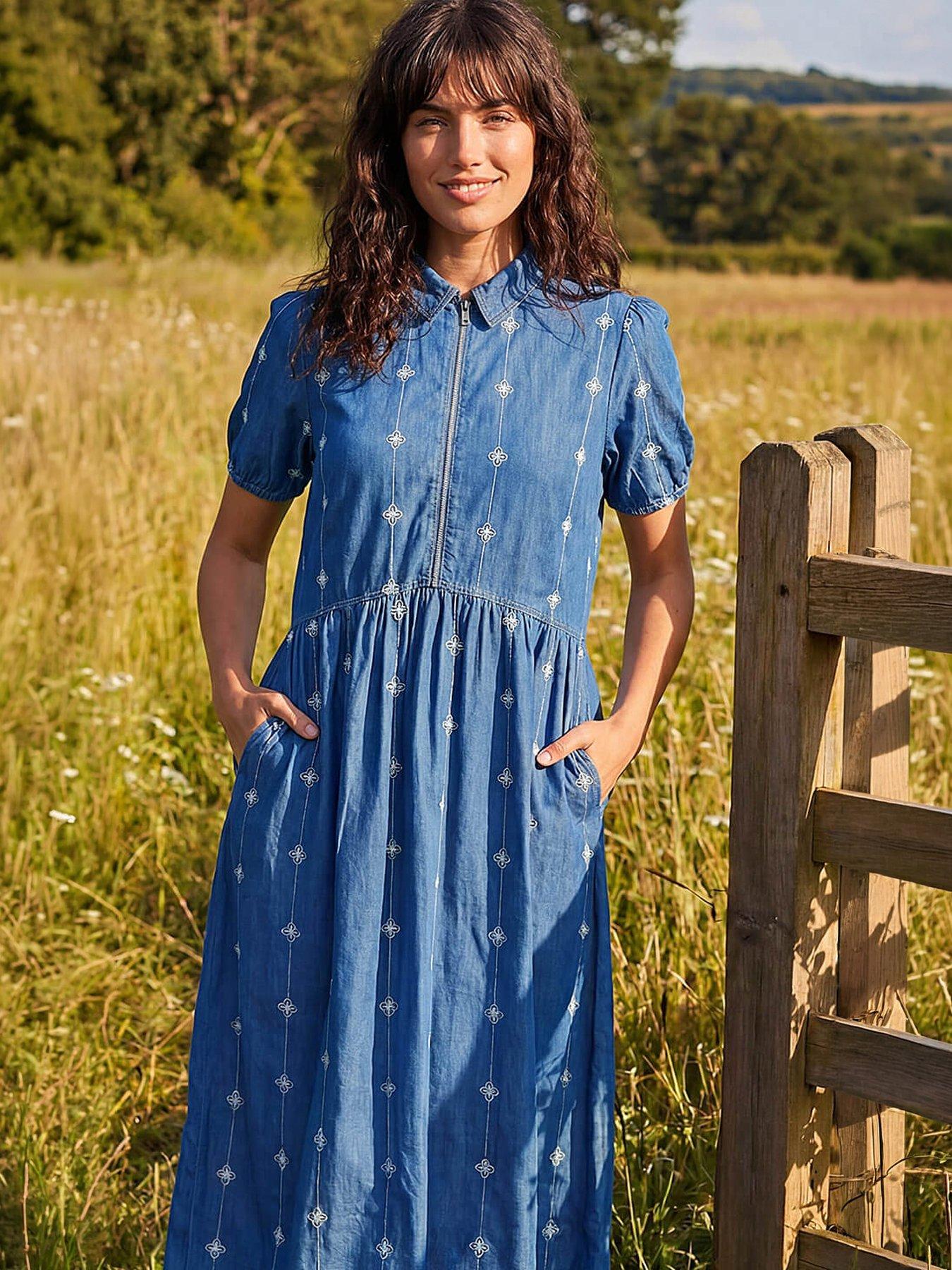 Roman Embroidered Zip Detail Dress