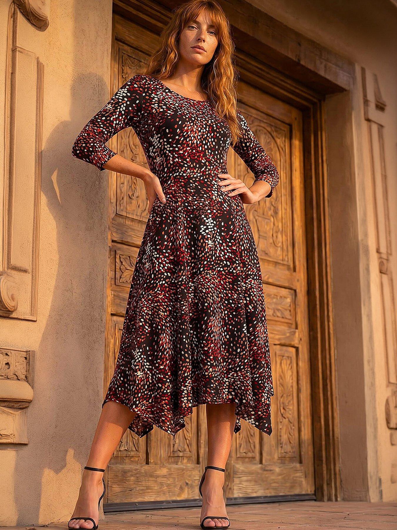 Roman Speckled Hanky Hem Dress