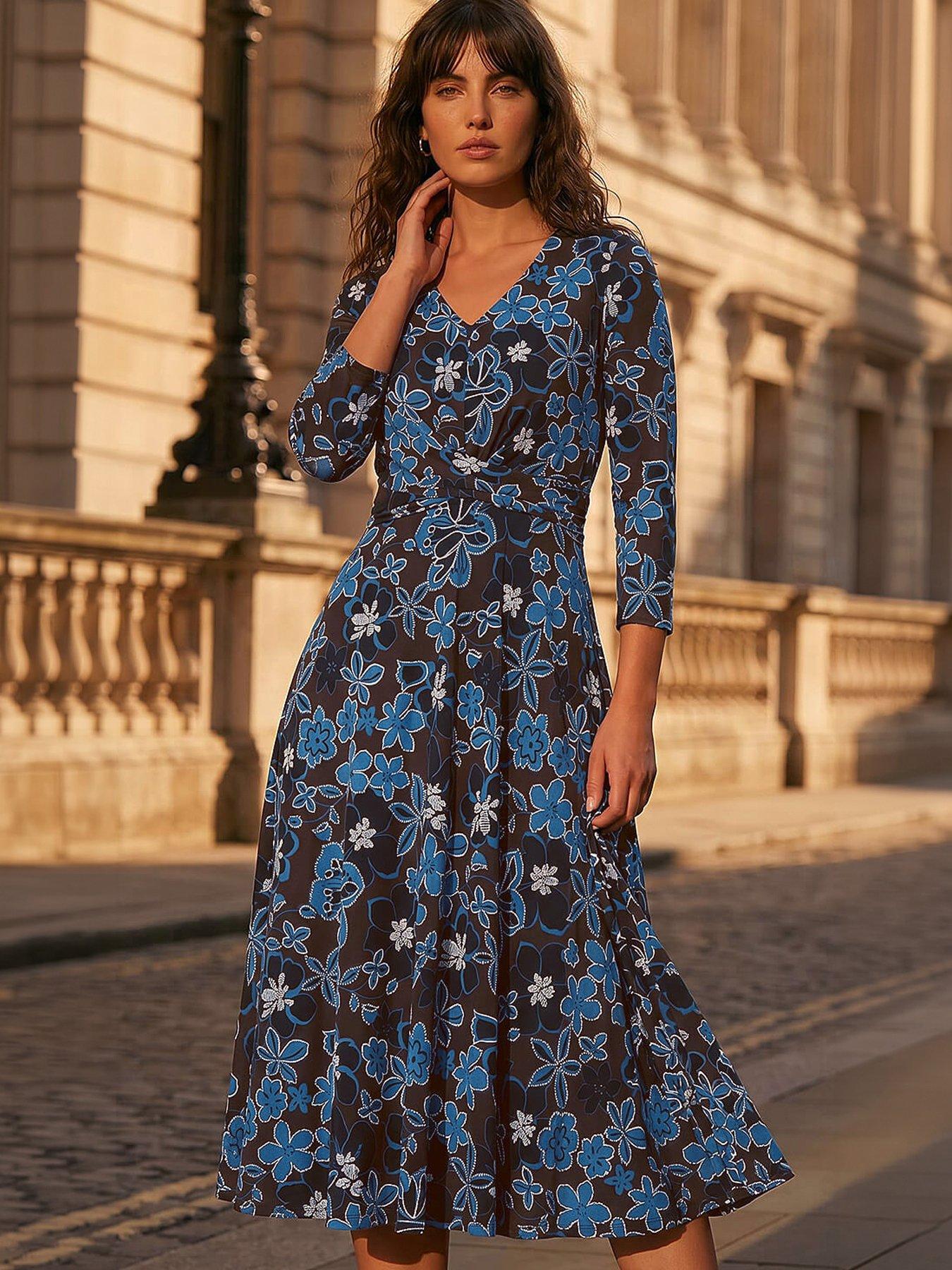 Roman Floral Puff Print Cross Dress