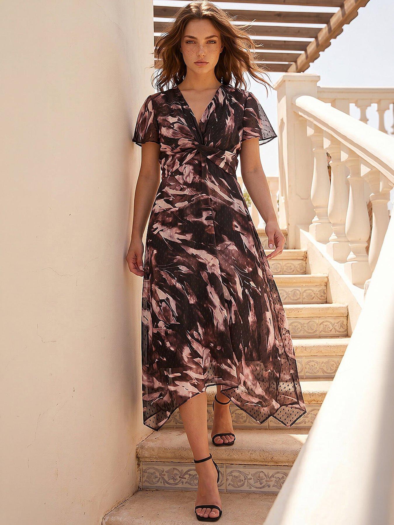 Image 4 of 4 of Roman Petite Twist Front Dobby Dress