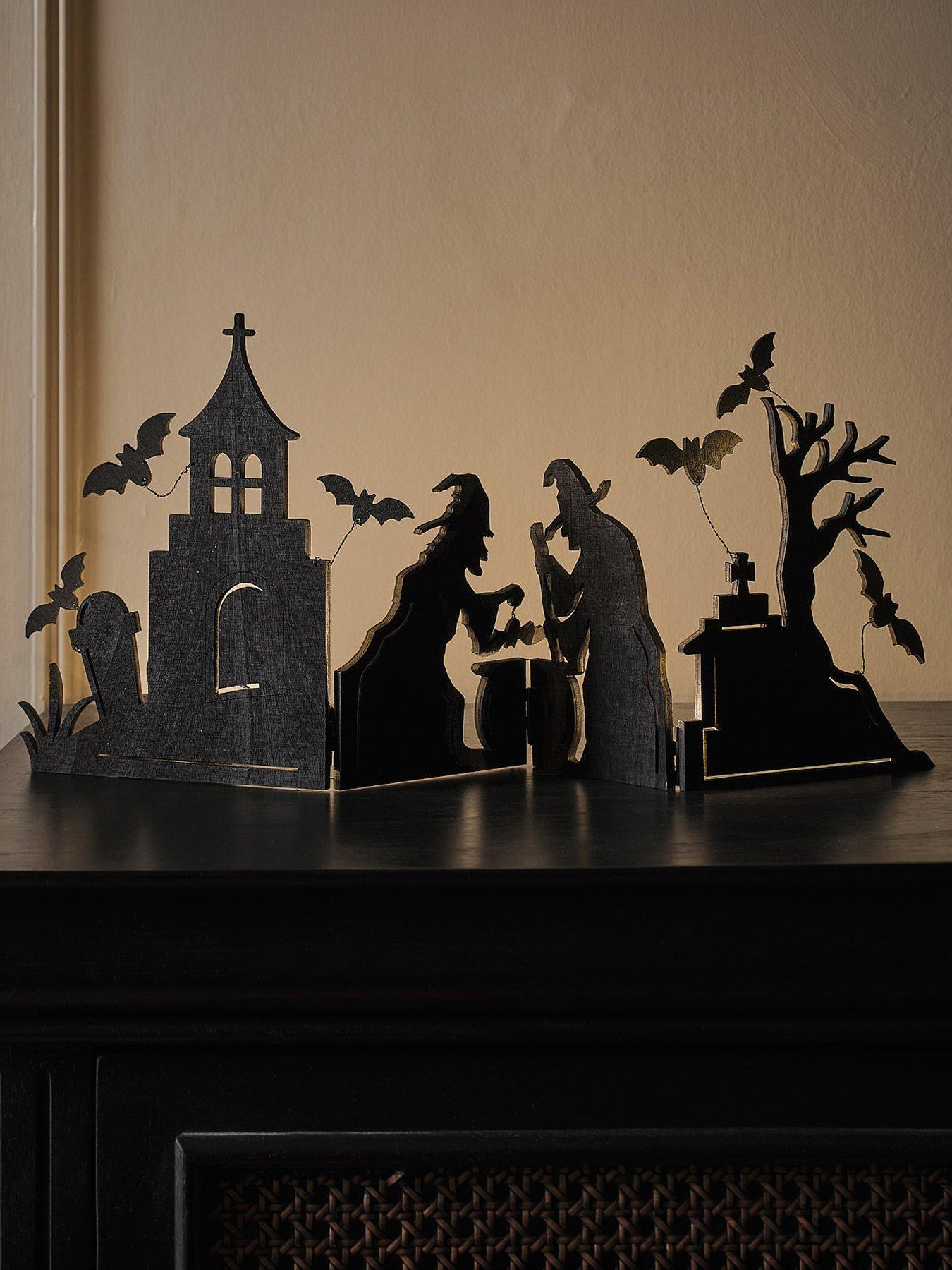 Image 2 of 3 of Lights4Fun Witch Scene Halloween Backlit Silhouette