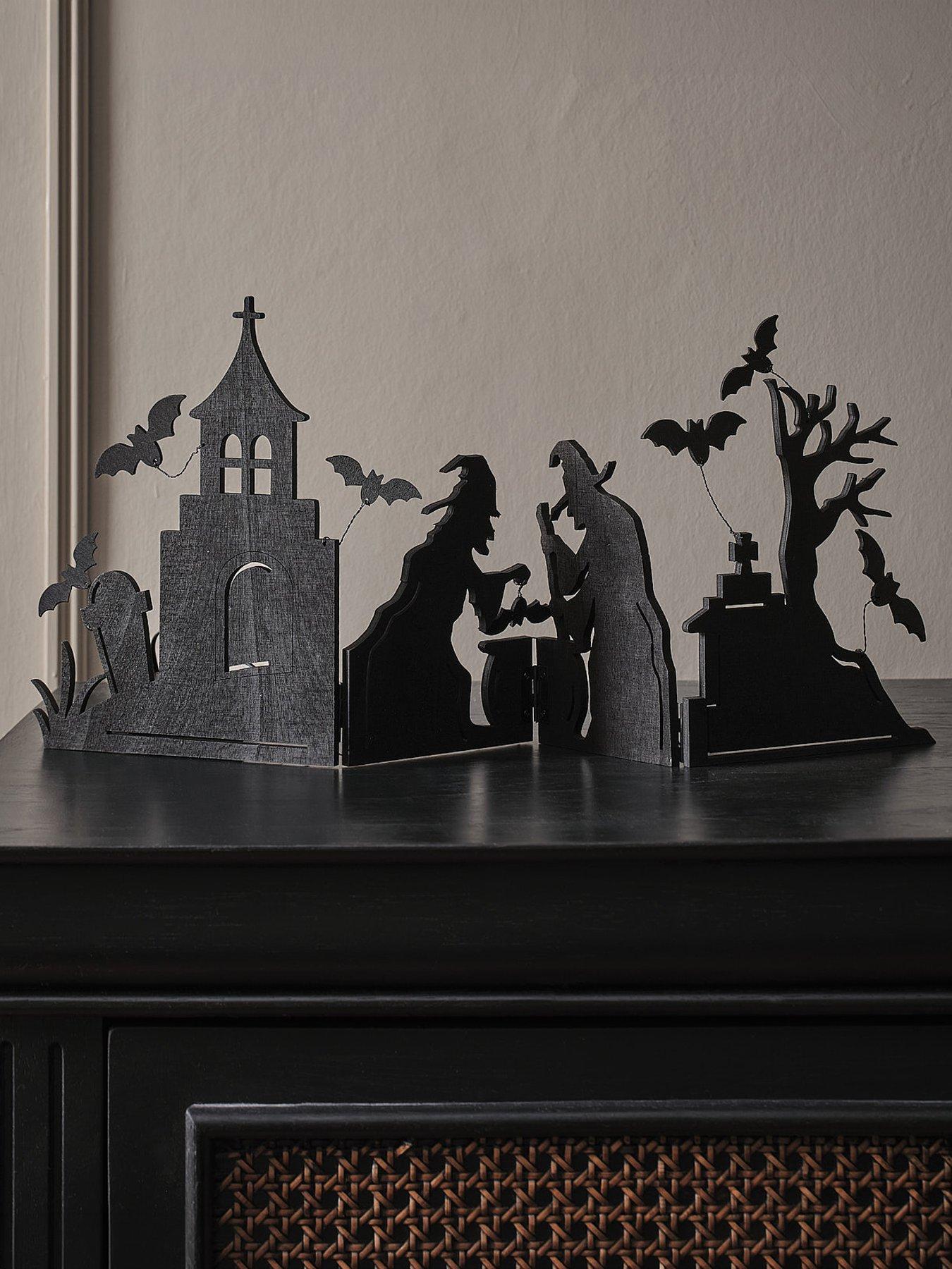 Image 3 of 3 of Lights4Fun Witch Scene Halloween Backlit Silhouette