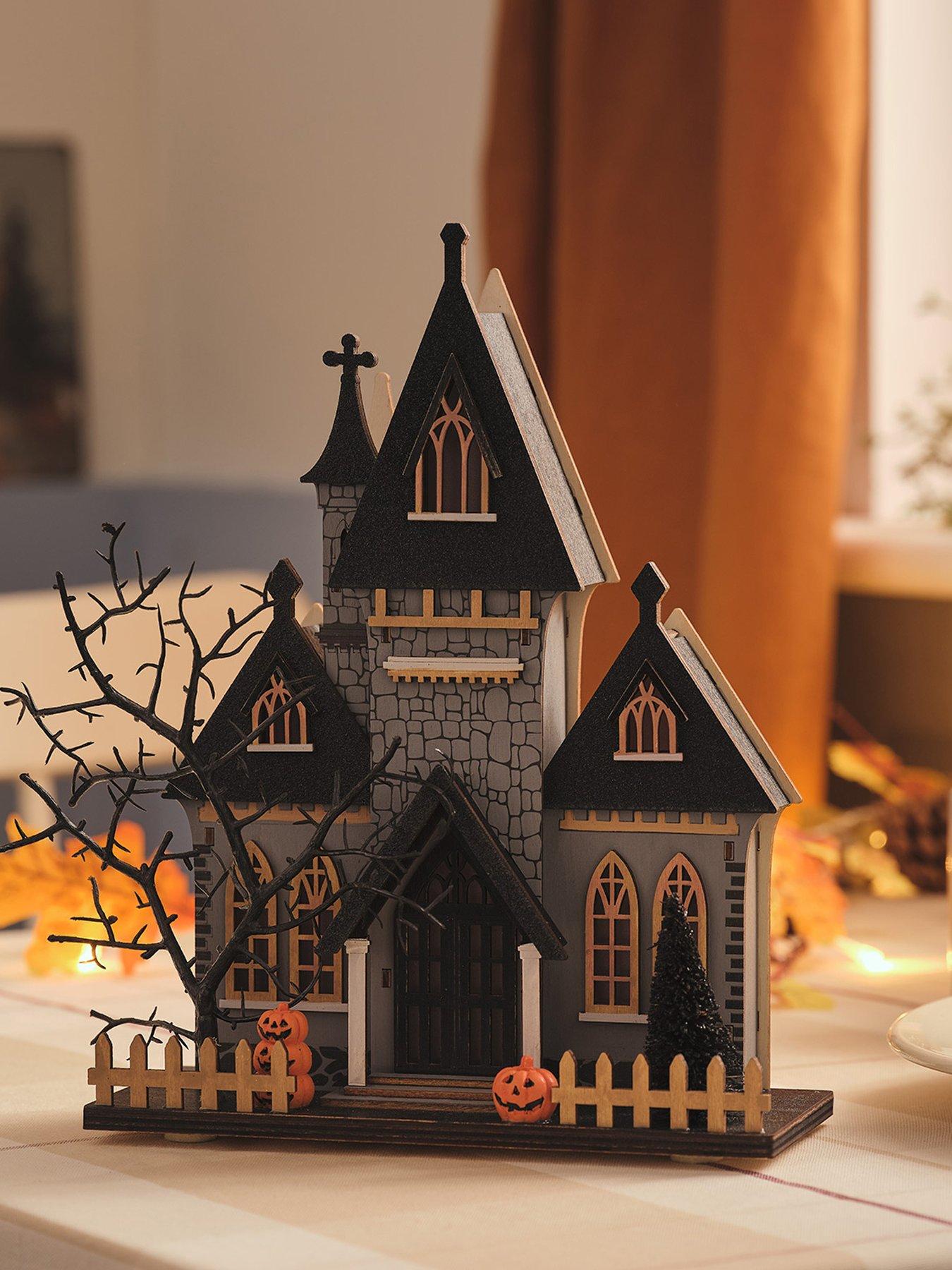 Image 2 of 3 of Lights4Fun Wooden Backlit Haunted House With Warm White Leds