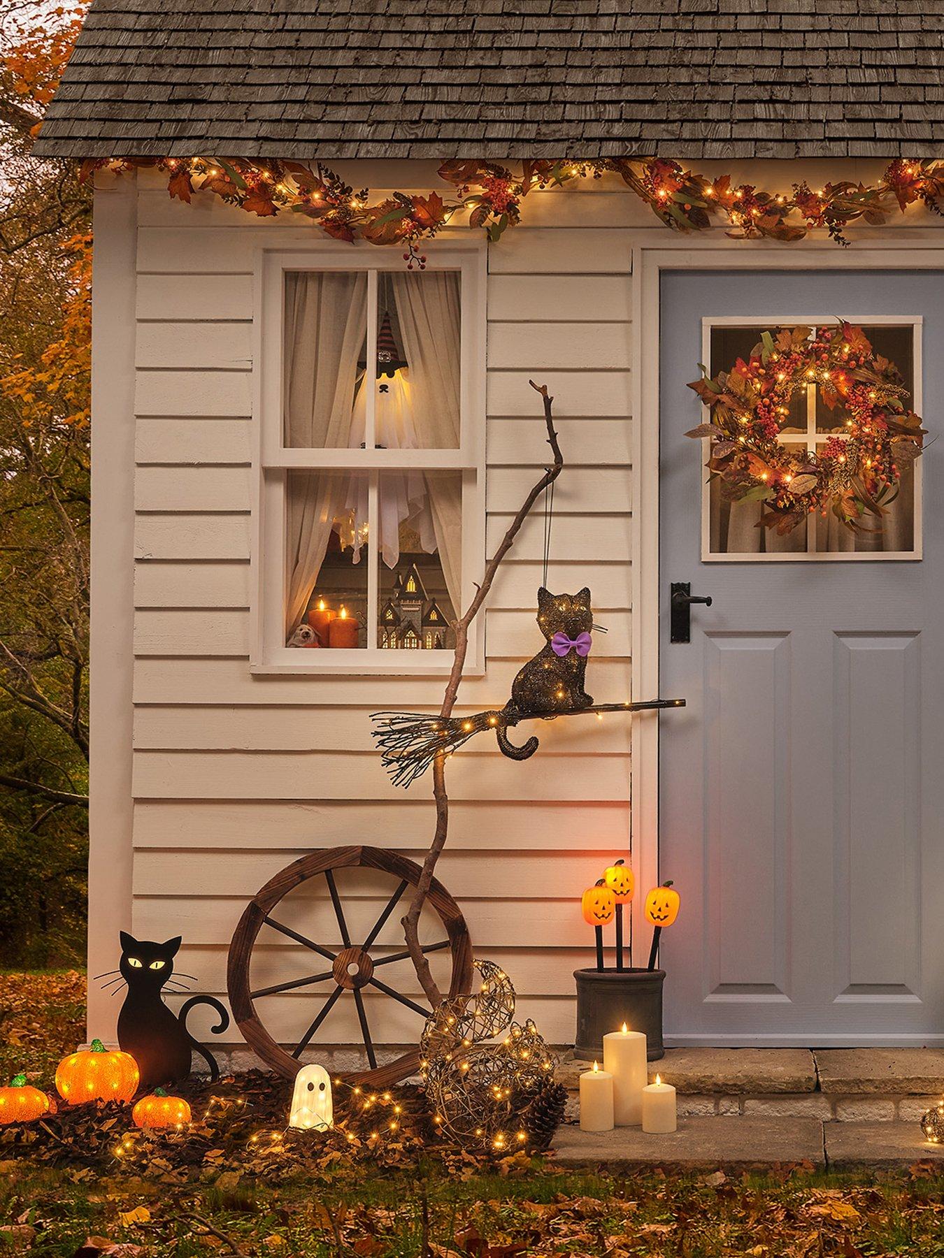 Image 3 of 3 of Lights4Fun Wooden Backlit Haunted House With Warm White Leds