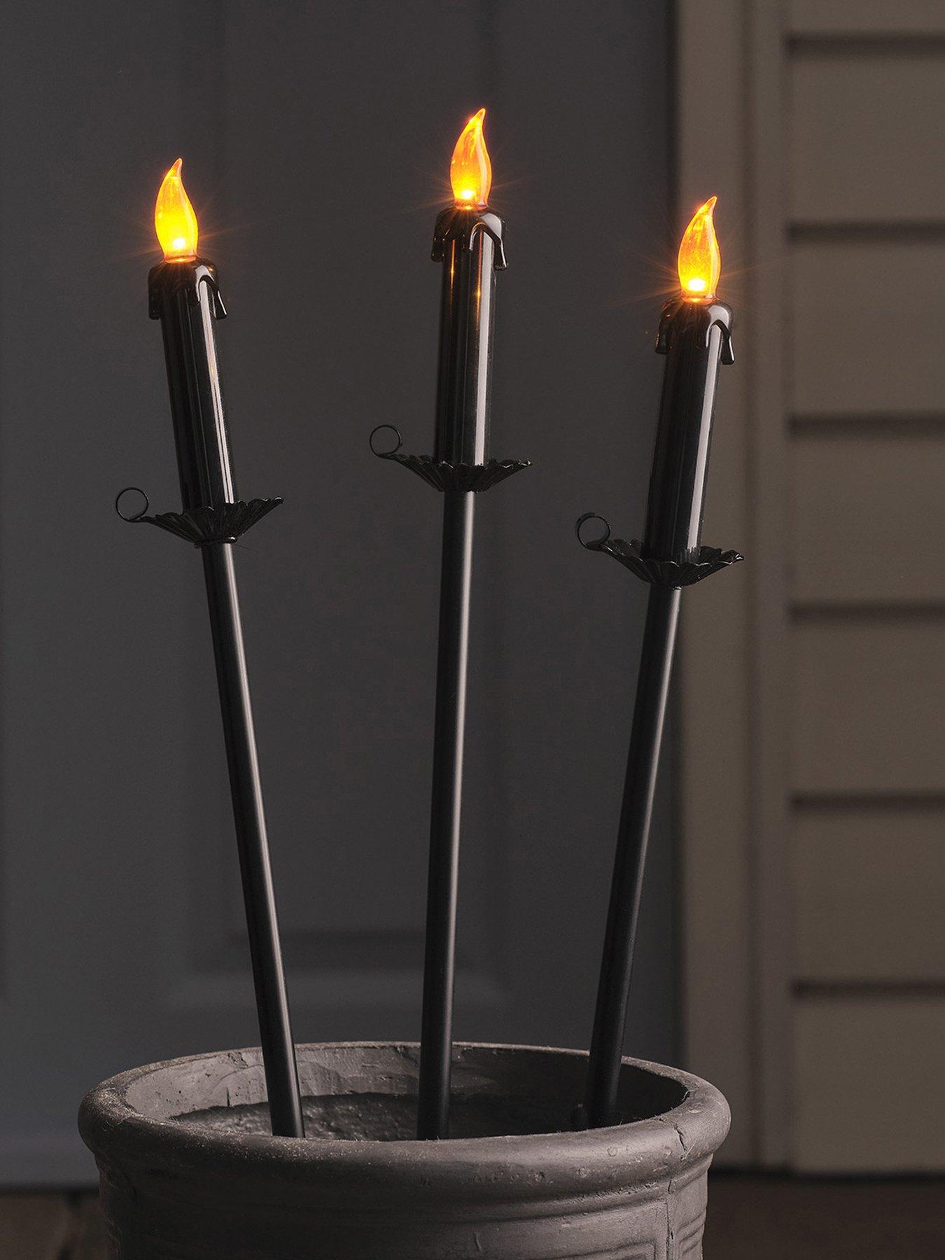 Lights4Fun Set Of 3 Halloween Candle Stake Lights