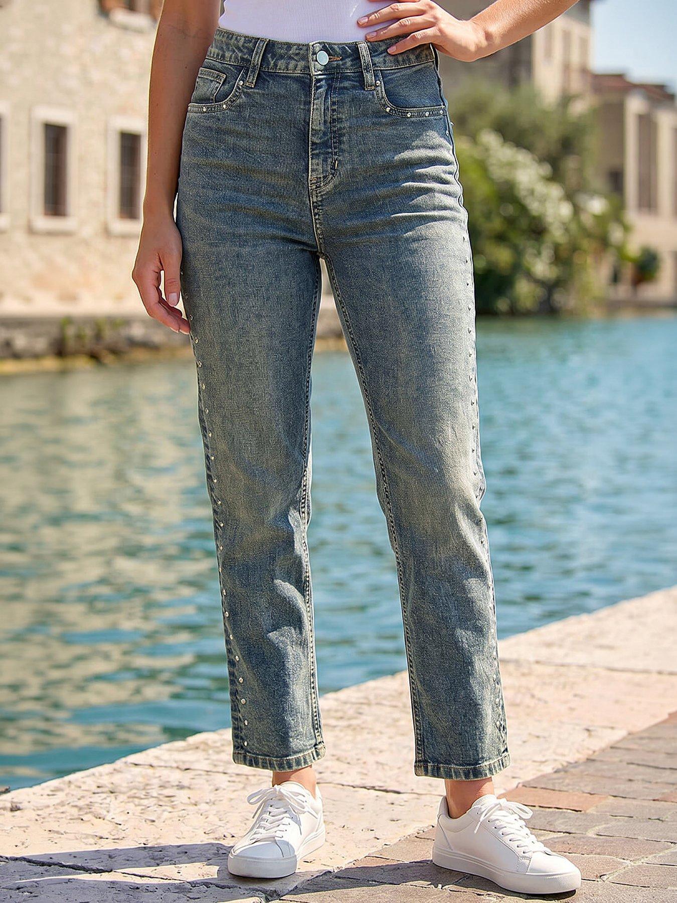 Roman Dusk Studded Straight Leg Jeans