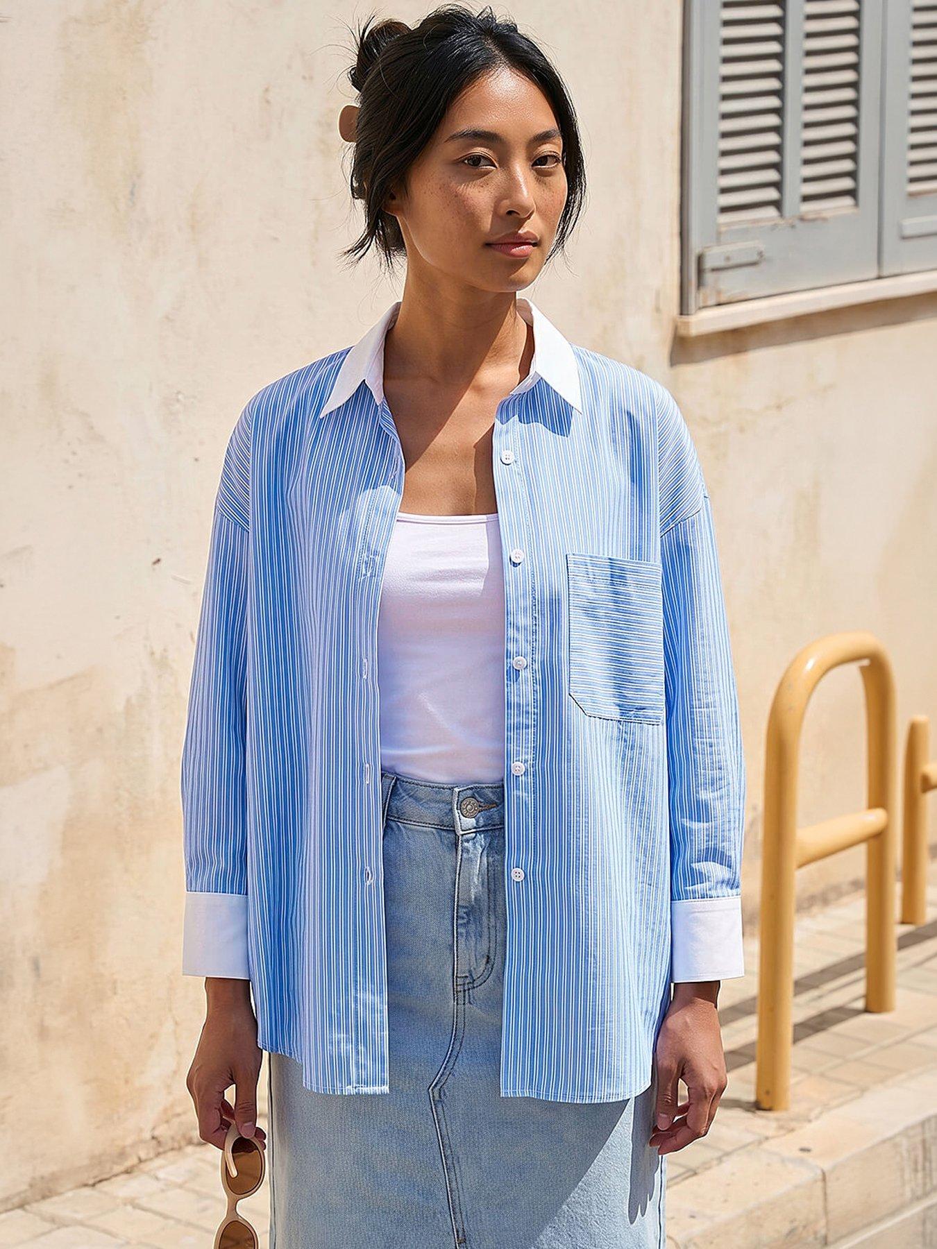 Image 1 of 4 of Roman Petite Contrast Stripe Shirt