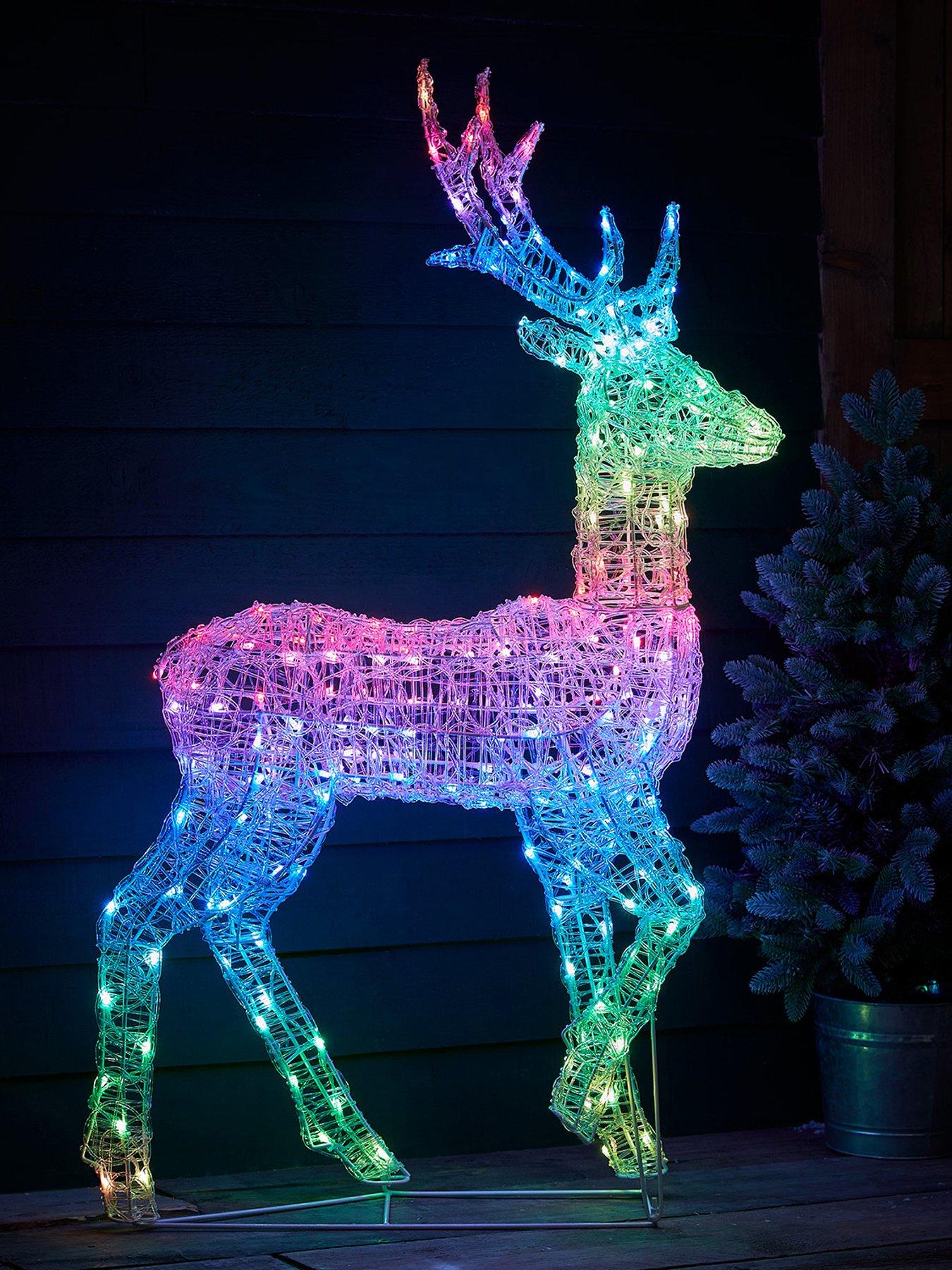 Image 1 of 4 of Lights4Fun Colour Changing LED Acrylic 120cm Stag With Remote Control