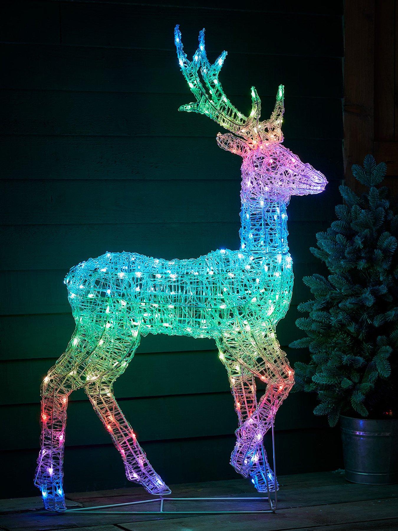 Image 4 of 4 of Lights4Fun Colour Changing LED Acrylic 120cm Stag With Remote Control