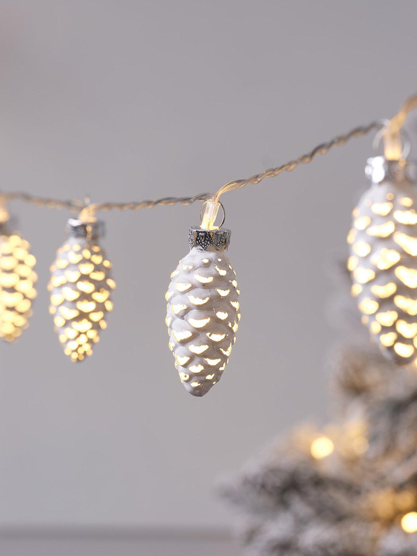 Image 1 of 6 of Lights4Fun 10 LED Glass Pinecone String Lights