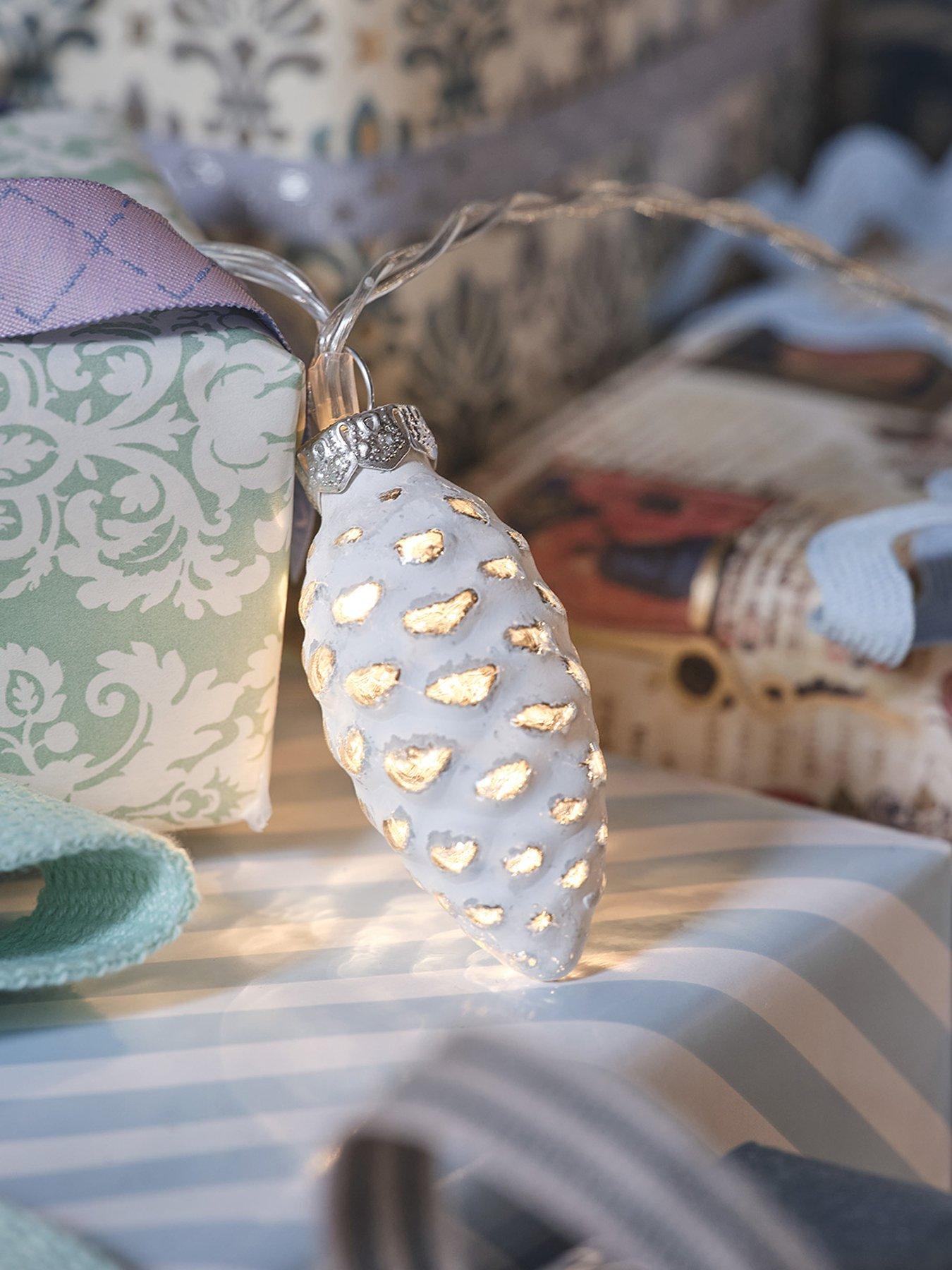 Image 3 of 6 of Lights4Fun 10 LED Glass Pinecone String Lights