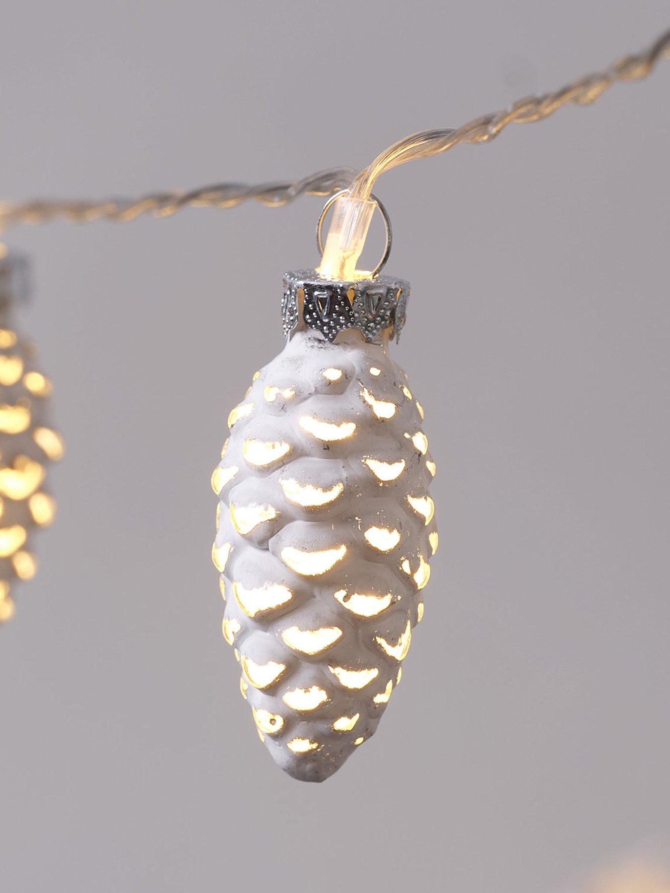Image 4 of 6 of Lights4Fun 10 LED Glass Pinecone String Lights