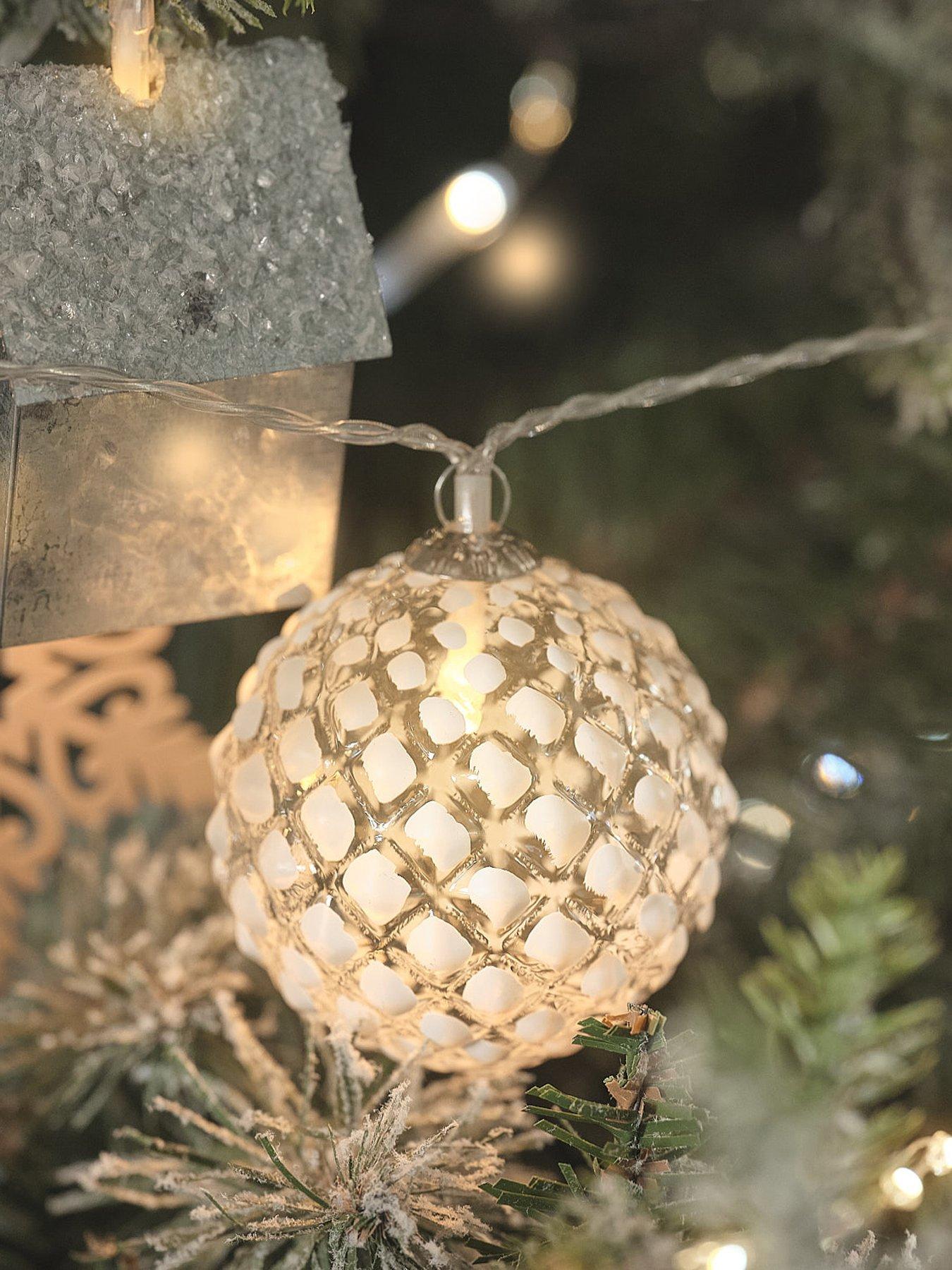 Image 1 of 3 of Lights4Fun Set Of 10 LED Glass Snowball String Lights