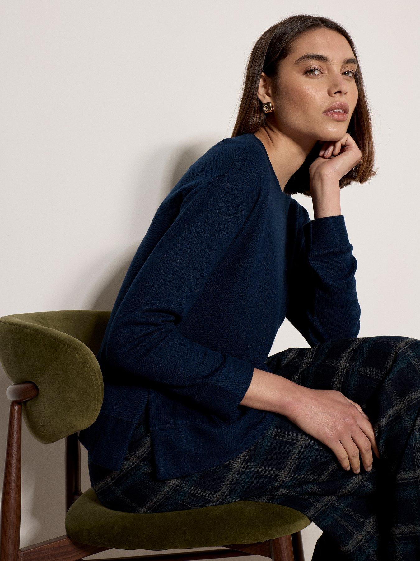 Image 4 of 4 of Apricot Soft Touch Rib Side Split Top - Navy