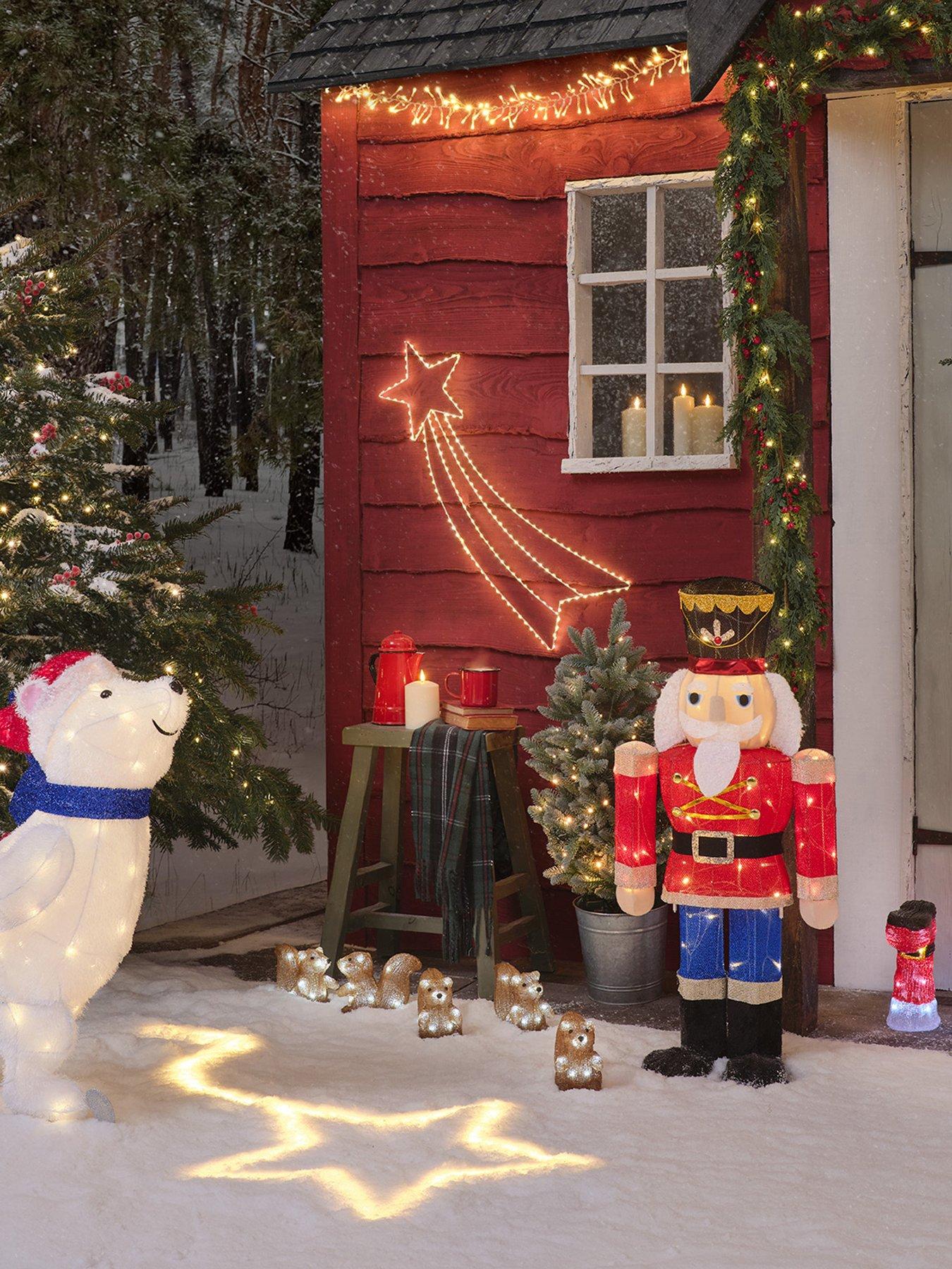 Image 4 of 4 of Lights4Fun 91cm Outdoor Battery Opertated Nutcracker Figure