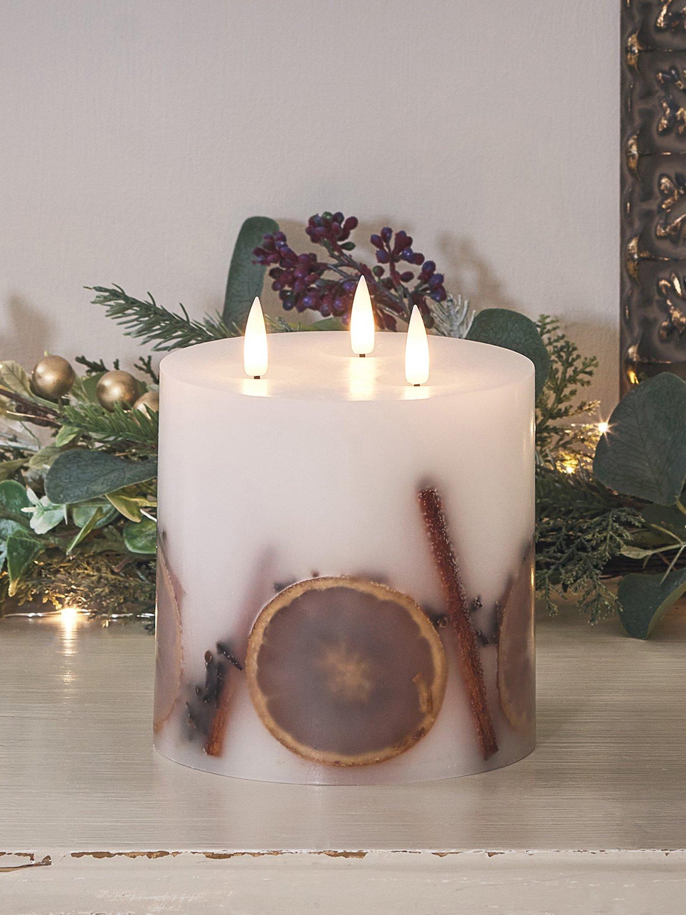 Lights4Fun Truglow LED 3 Wick Winter Candle