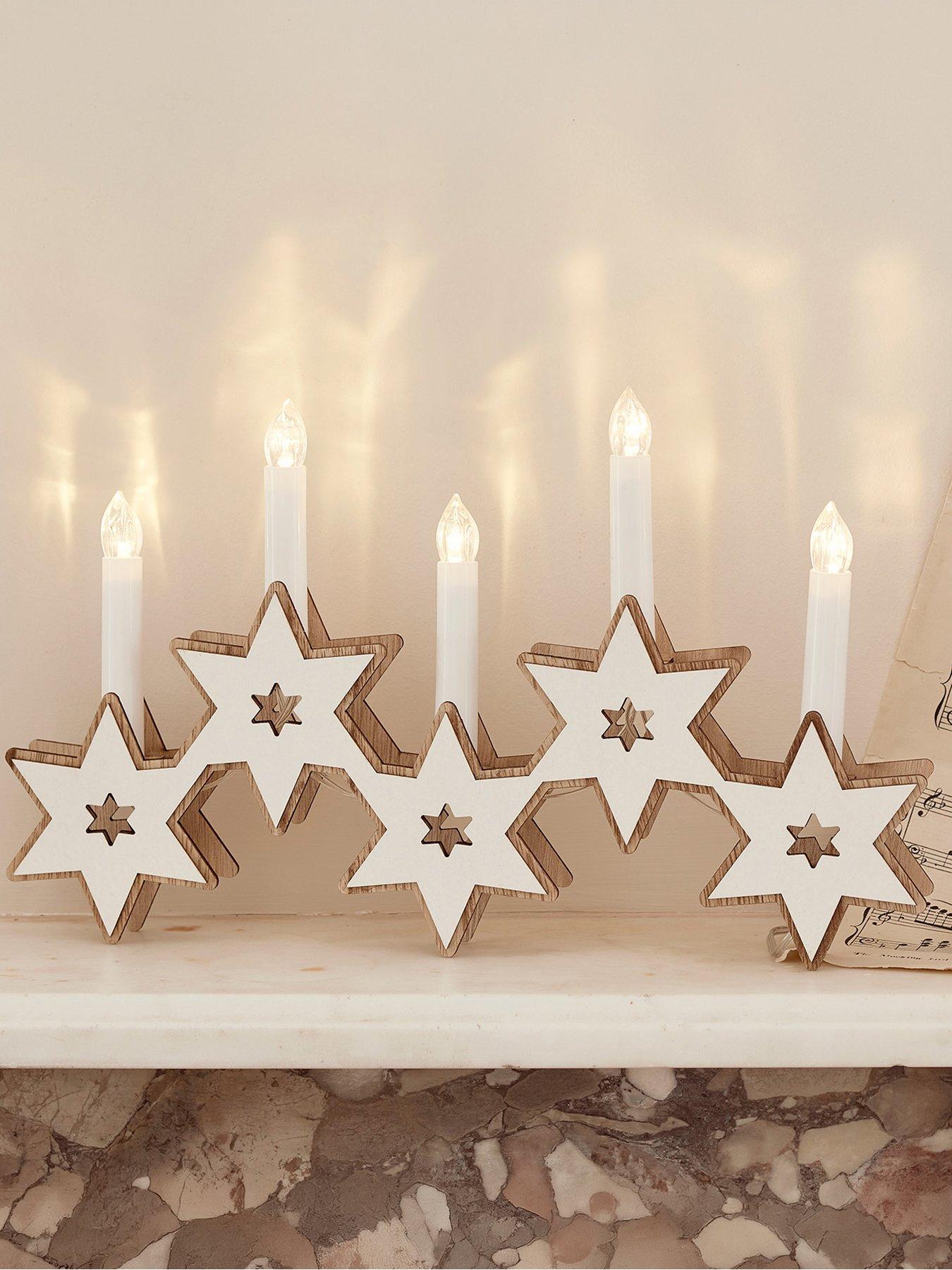 Image 2 of 2 of Lights4Fun Wooden Star Candle Bridge