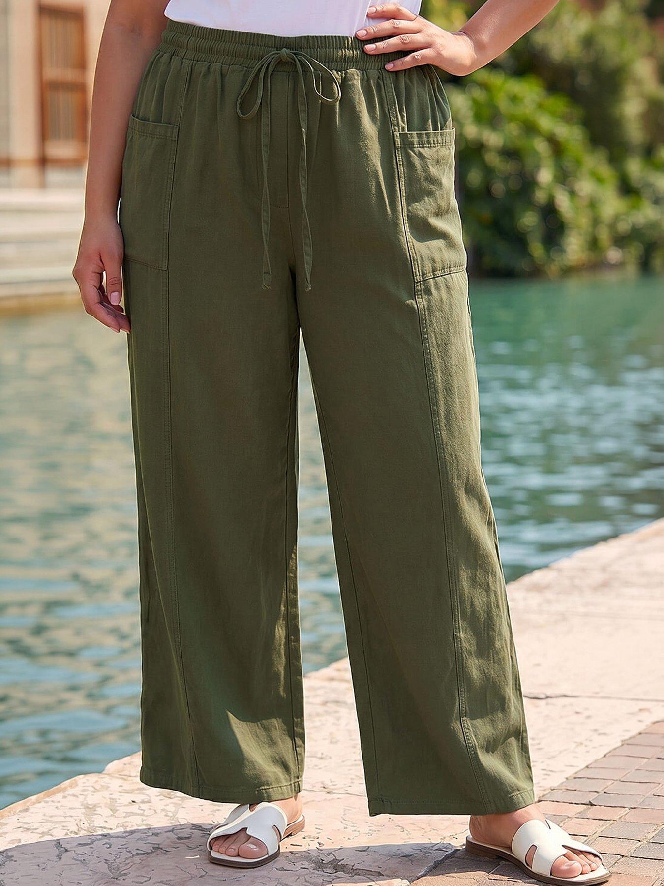 Roman Curve Tie Waist Pocket Trouser