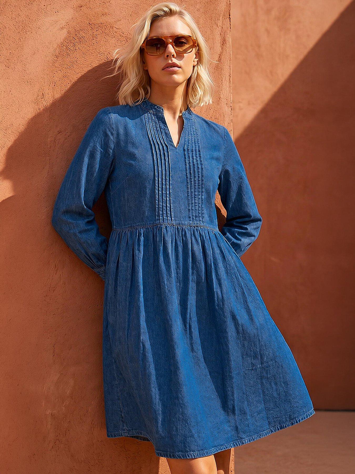 Roman Petite Denim Tunic Dress