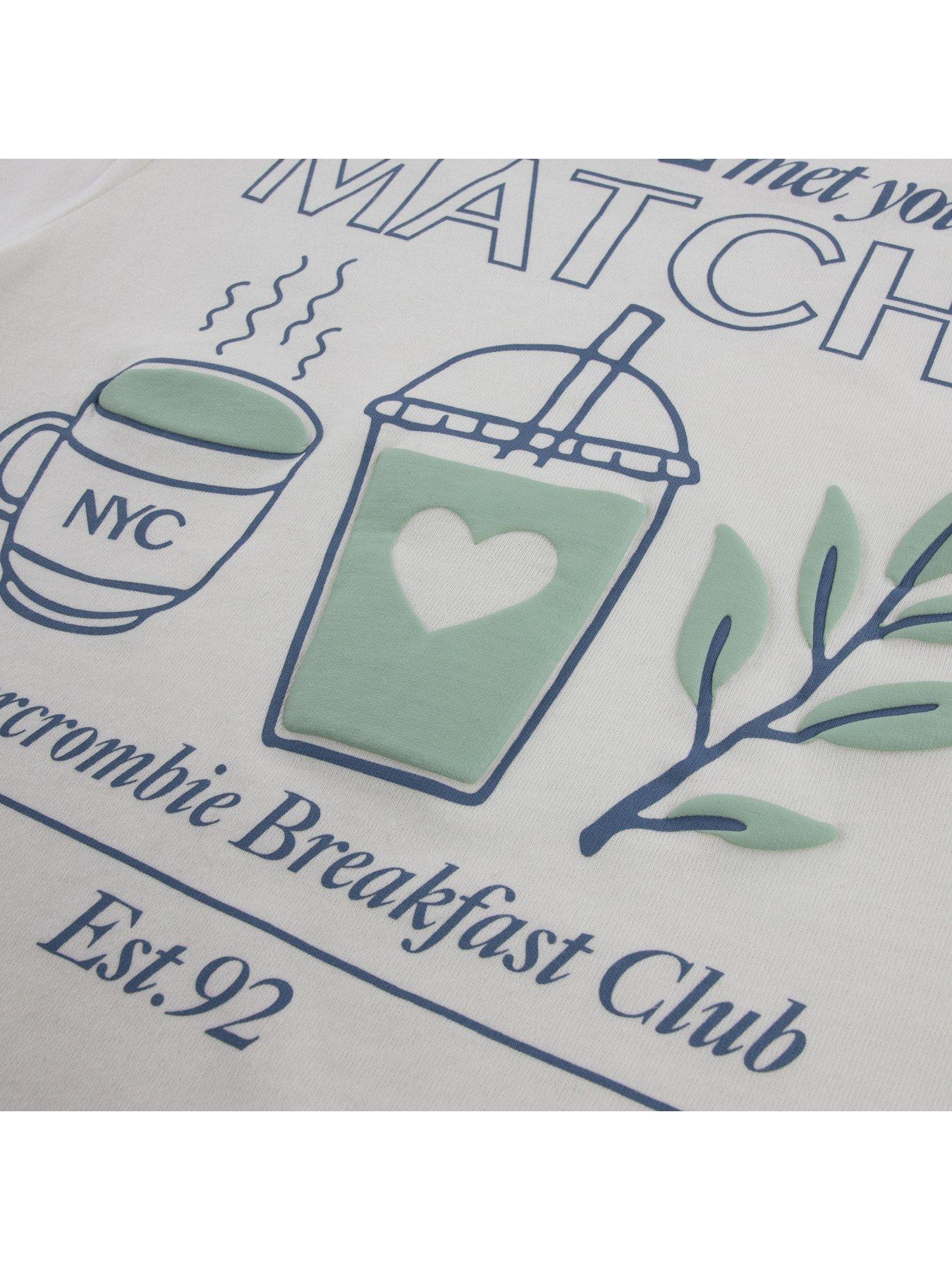 Image 4 of 4 of Abercrombie & Fitch Girls Oversized Matcha Graphic Short Sleeve T-Shirt - Cream