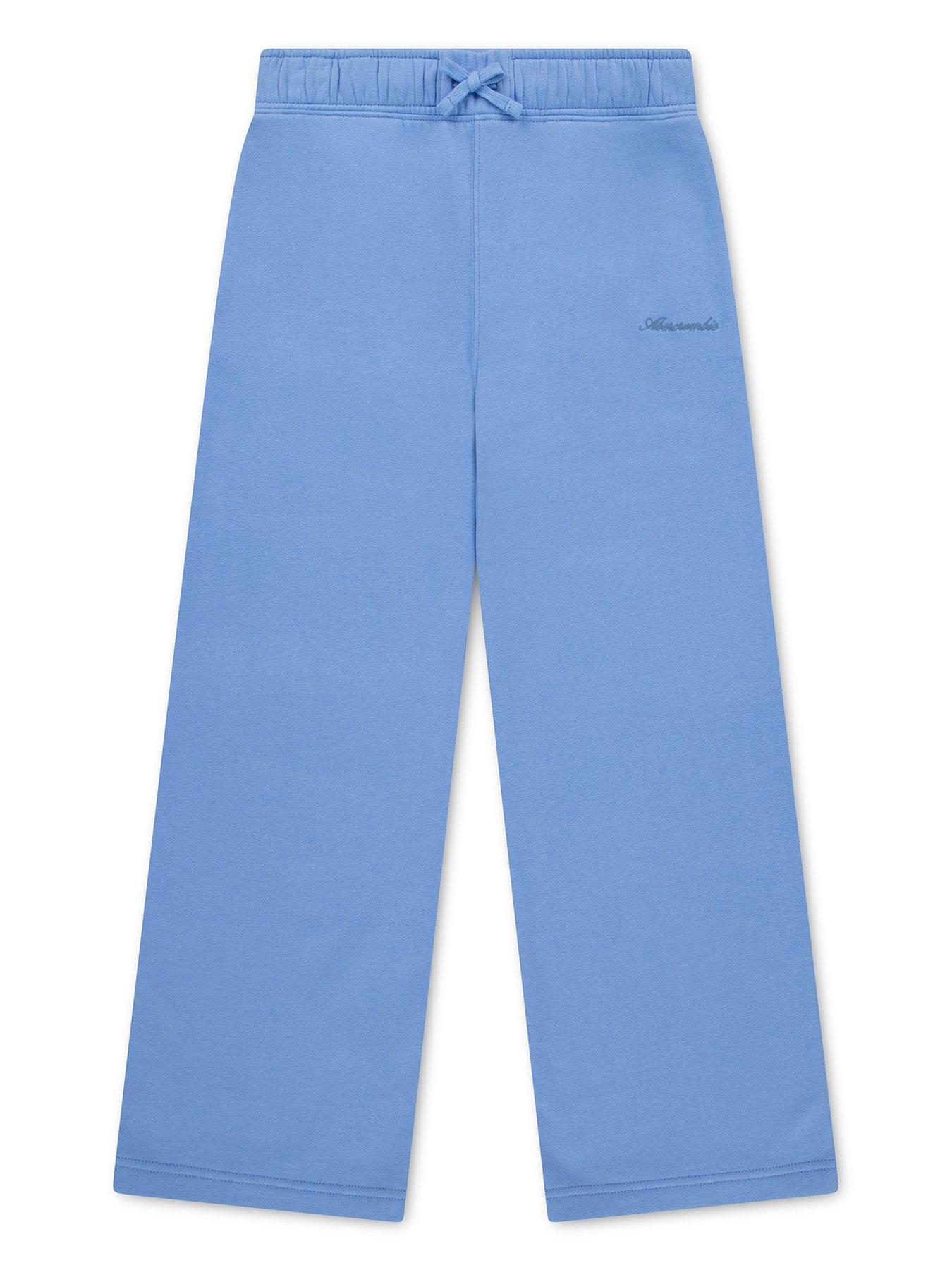Abercrombie & Fitch Girls' Essential Wide Leg Tracksuit Bottoms - Blue