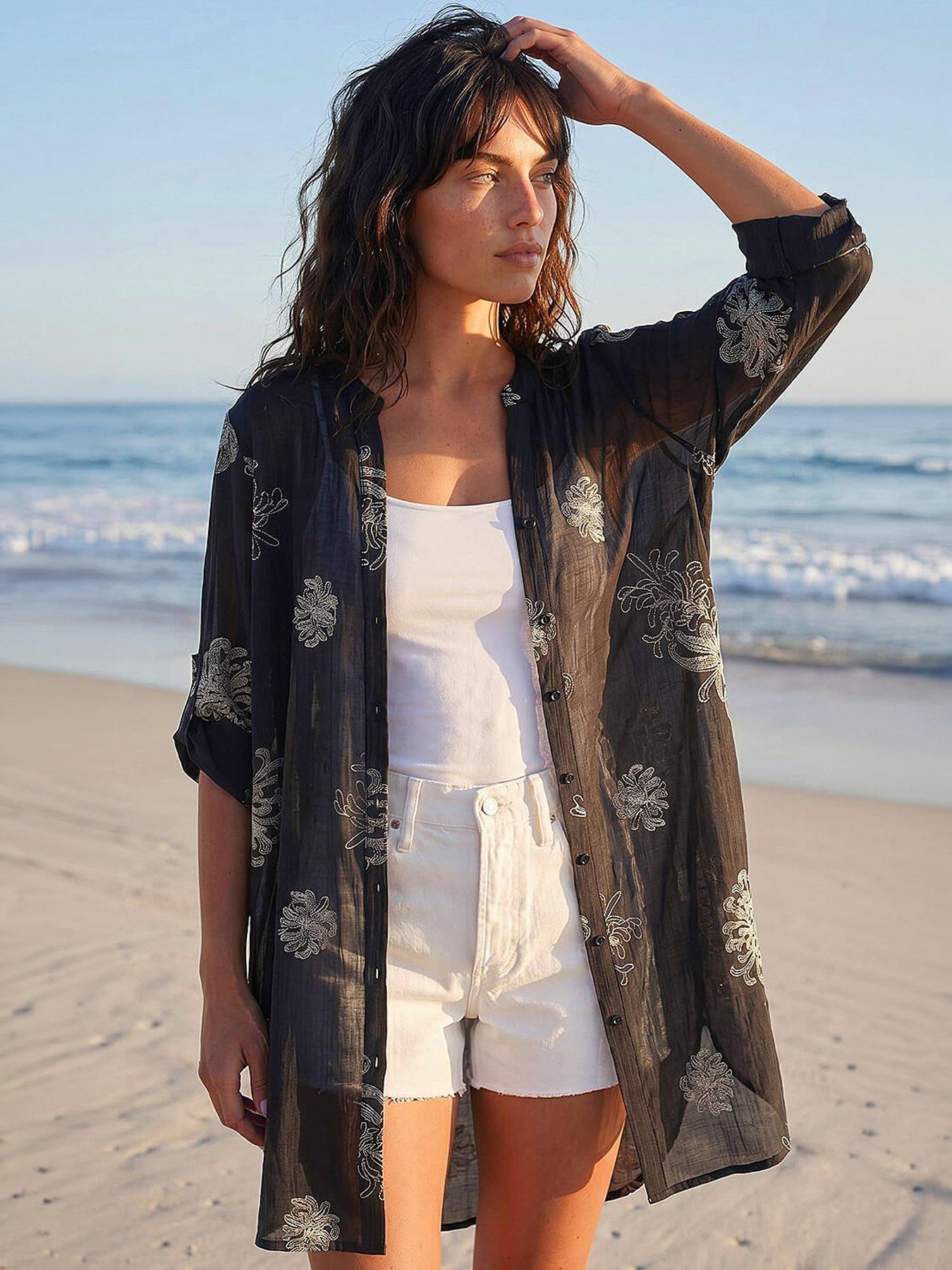 Roman Floral Print Longline Blouse