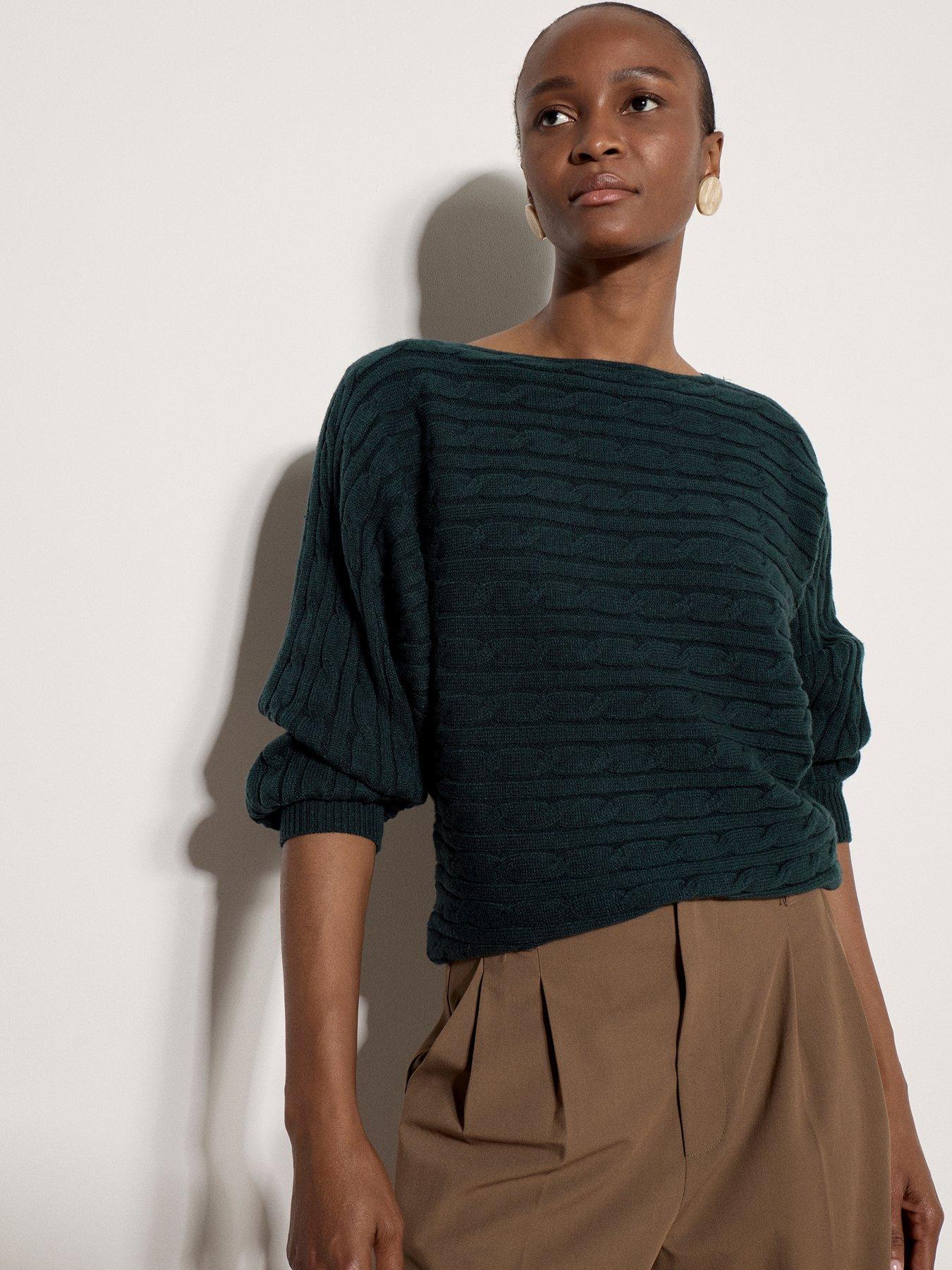 Apricot Apricot Aran Stripe Batwing Knit Jumper