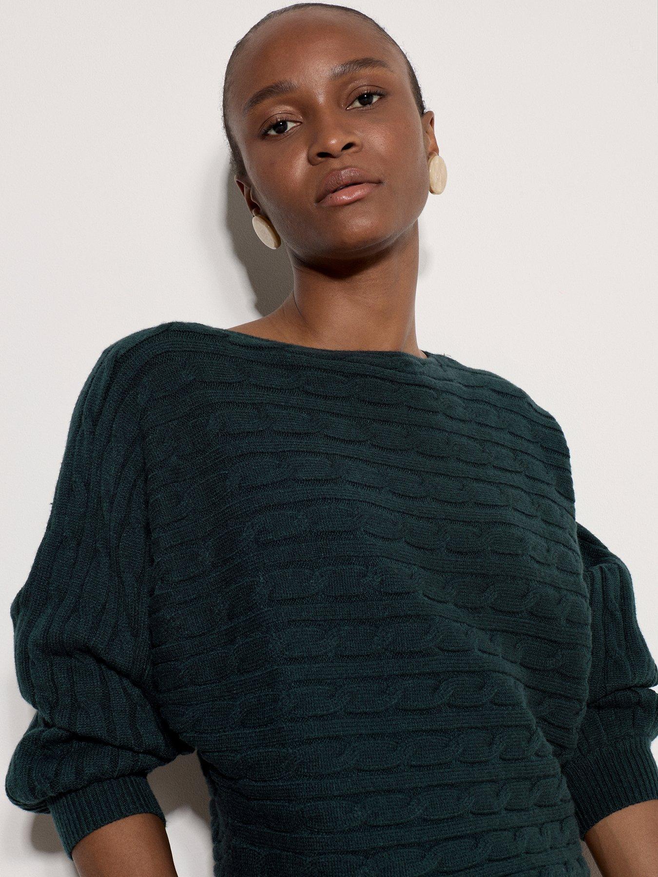 Image 4 of 4 of Apricot Apricot Aran Stripe Batwing Knit Jumper