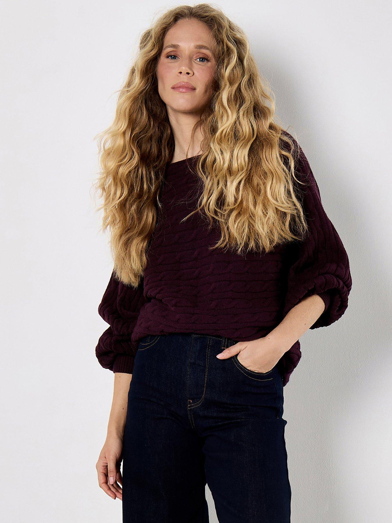 Apricot Apricot Aran Stripe Batwing Knit Jumper