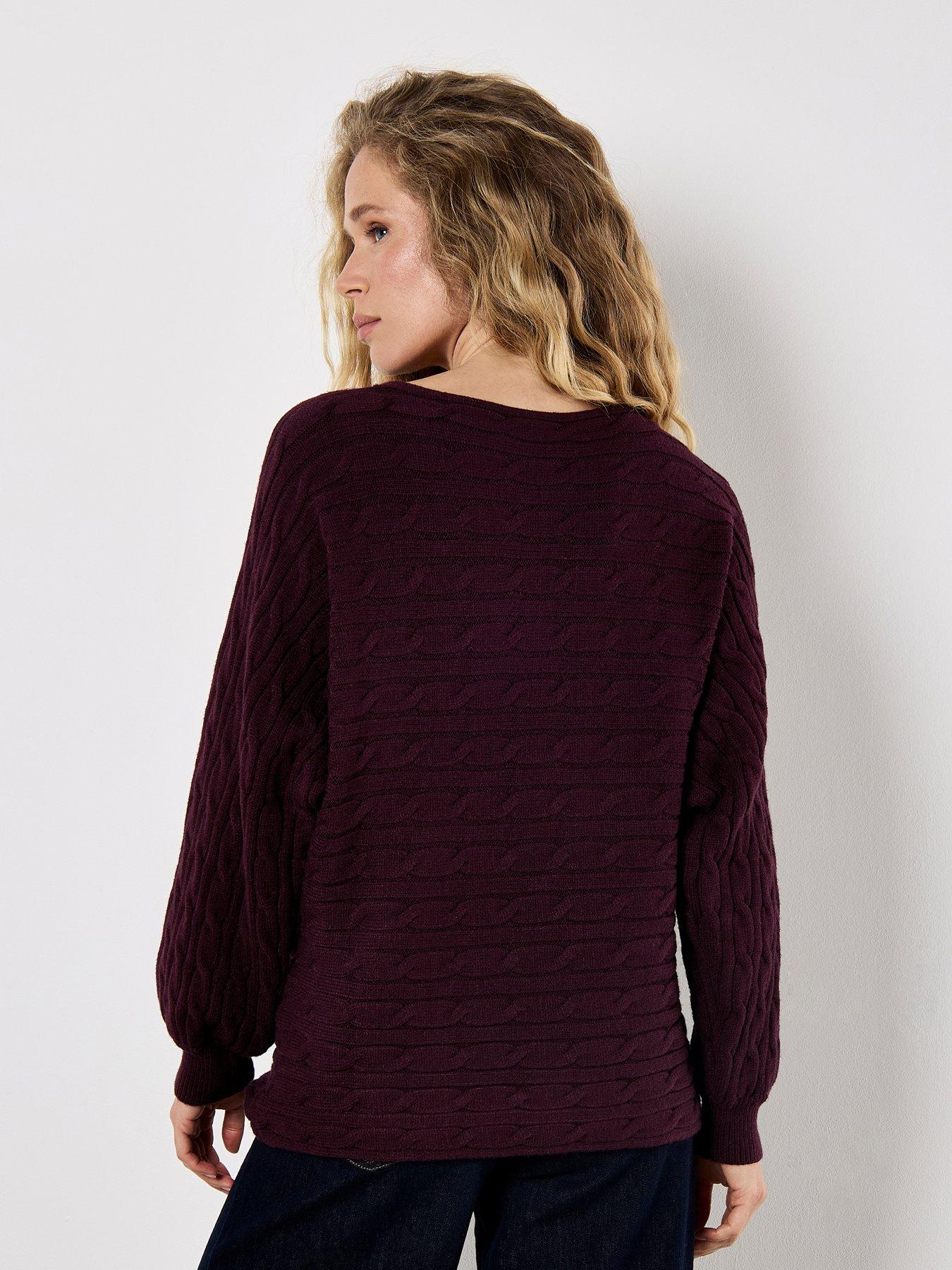 Image 2 of 5 of Apricot Apricot Aran Stripe Batwing Knit Jumper