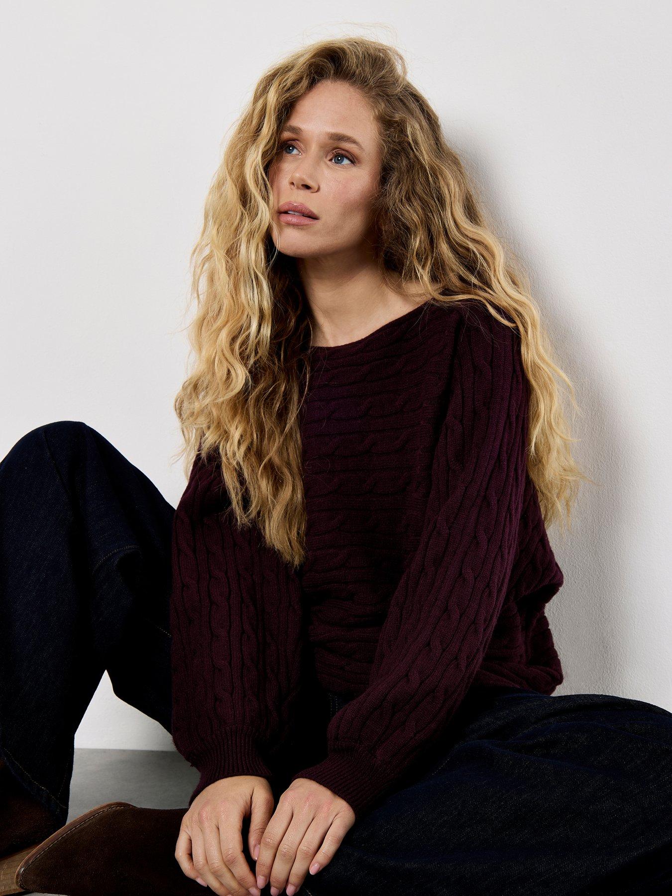Image 5 of 5 of Apricot Apricot Aran Stripe Batwing Knit Jumper